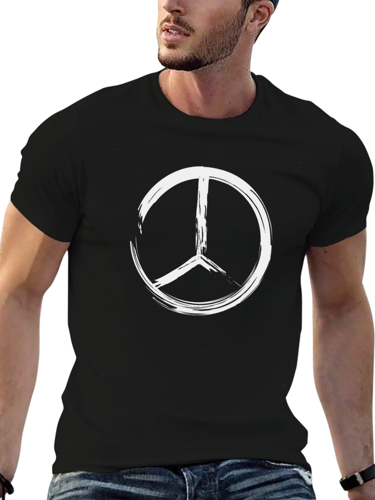 Peace Sign Graphic Tee - Brushstroke Design