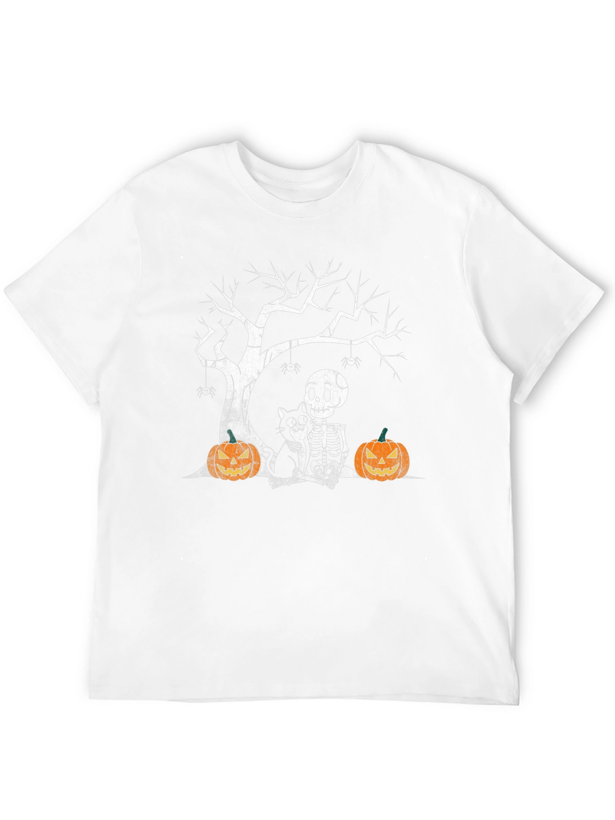 Halloween Skeleton Cat & Pumpkin T-Shirt