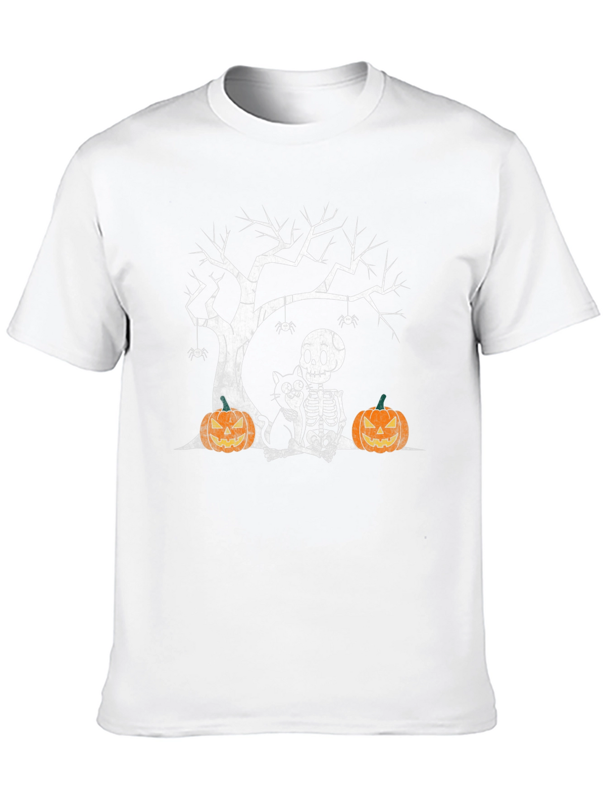 Halloween Skeleton Cat & Pumpkin T-Shirt