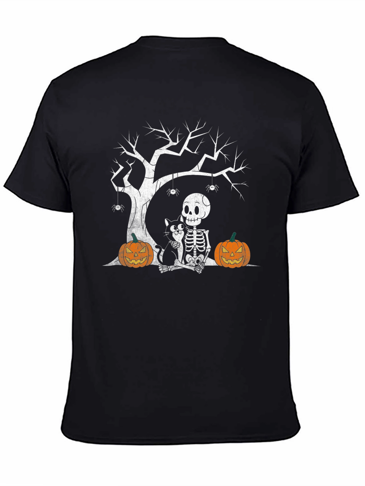 Halloween Skeleton Cat & Pumpkin T-Shirt