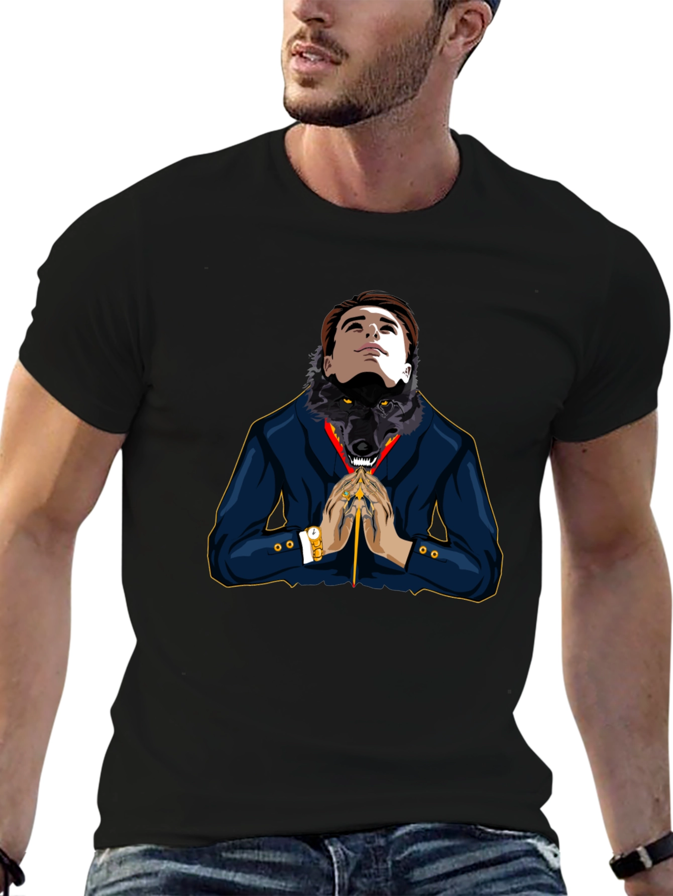 Man-Wolf Graphic Tee - Unique Design