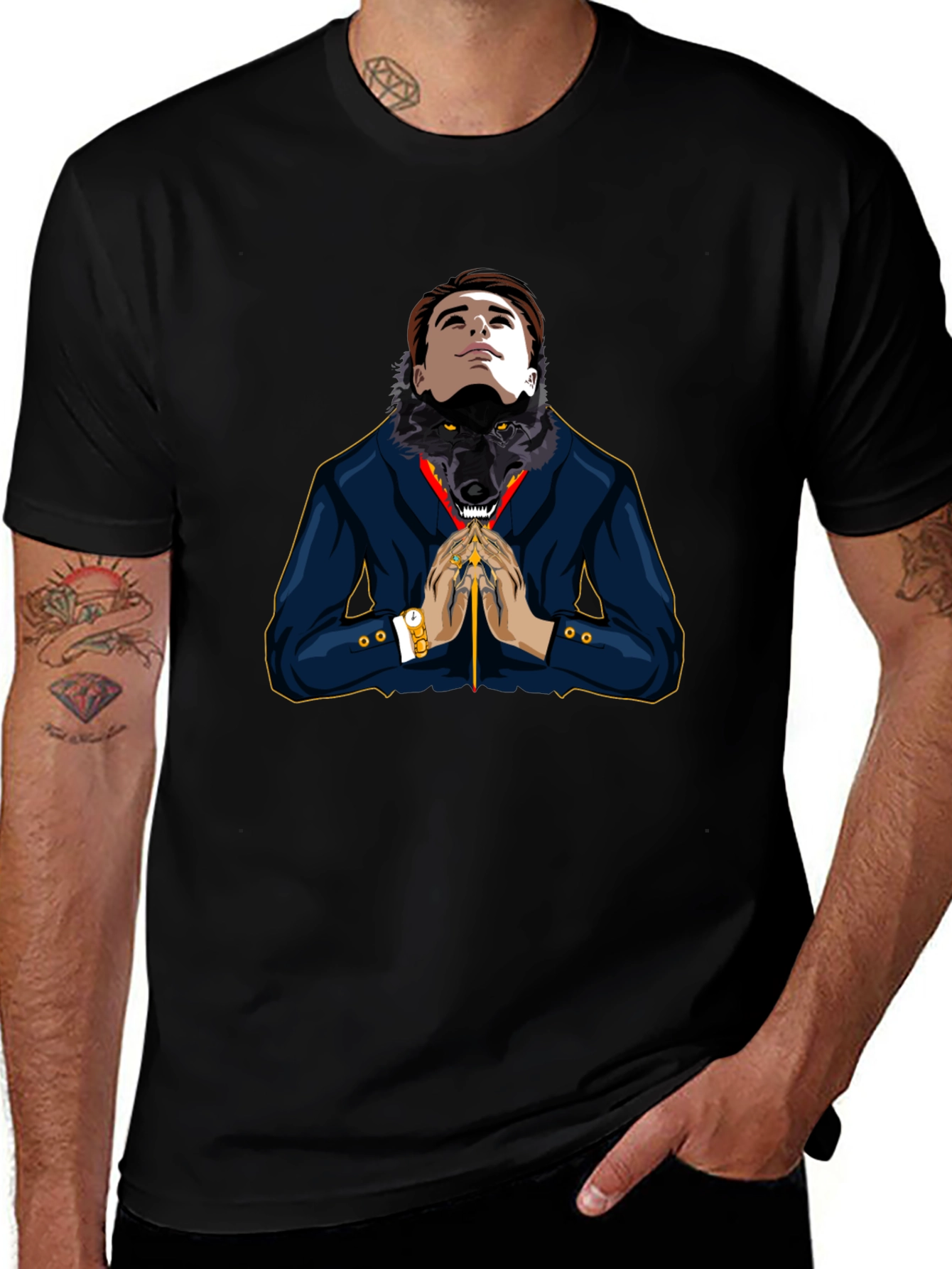 Man-Wolf Graphic Tee - Unique Design