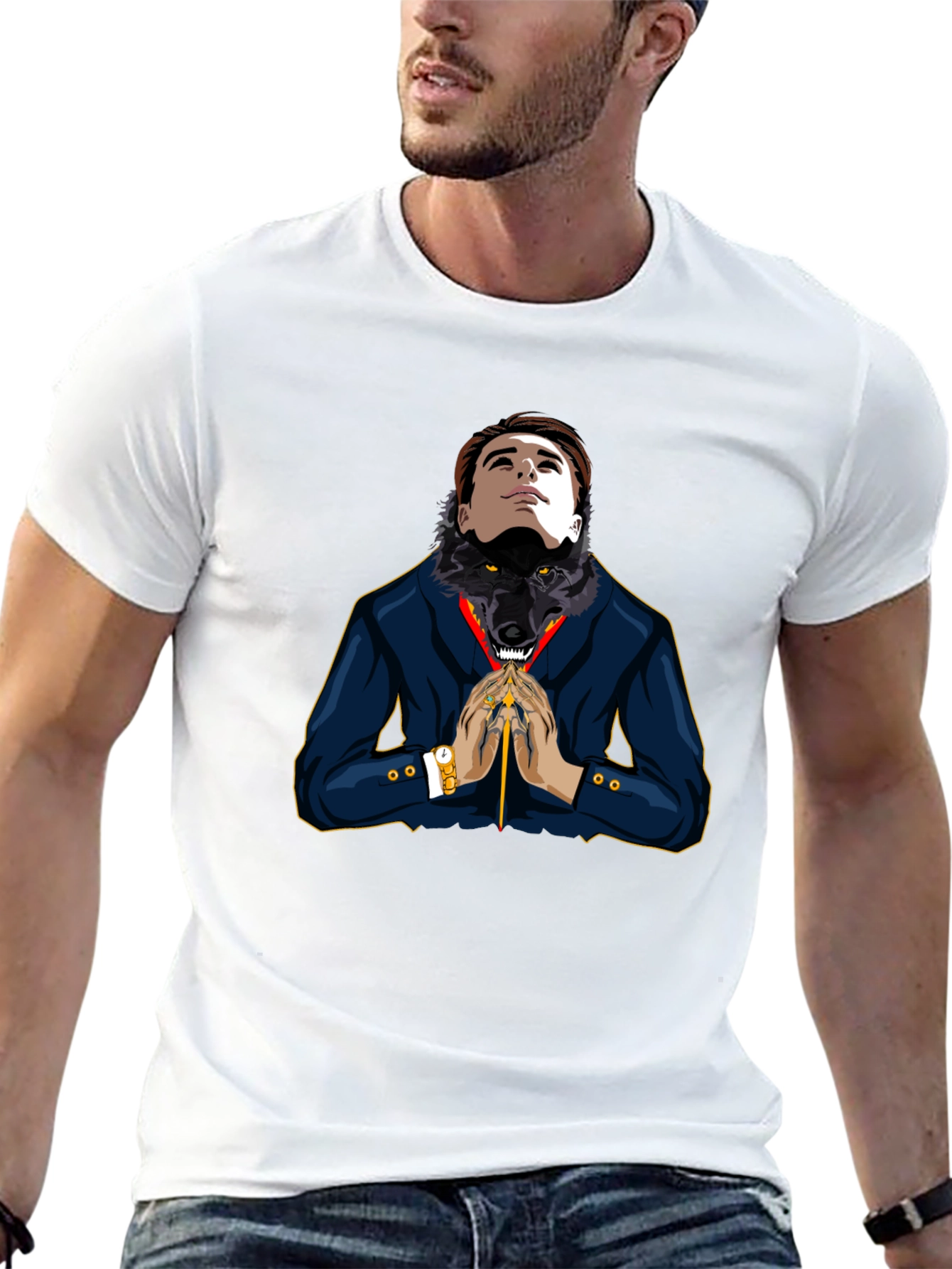 Man-Wolf Graphic Tee - Unique Design