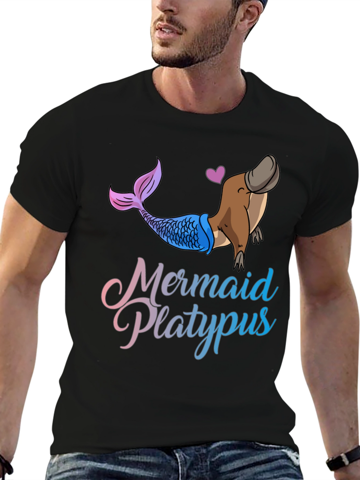 Mermaid Platypus Graphic T-Shirt