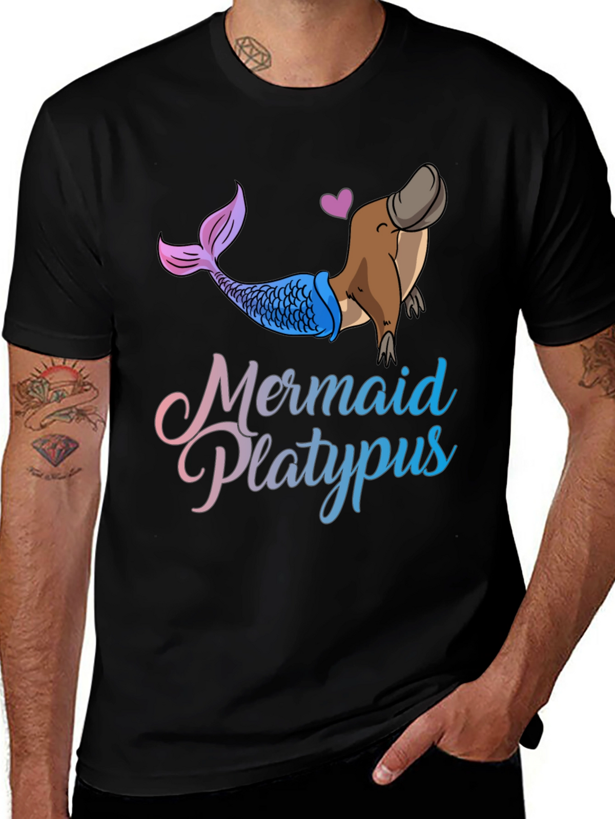 Mermaid Platypus Graphic T-Shirt