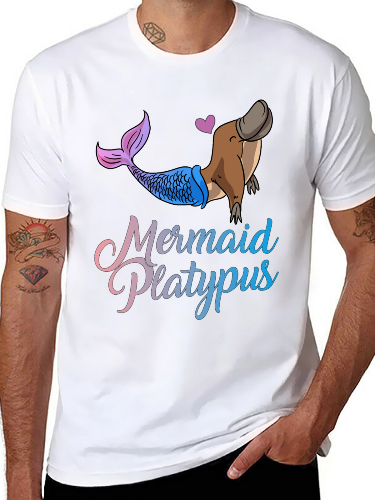 Mermaid Platypus Graphic T-Shirt