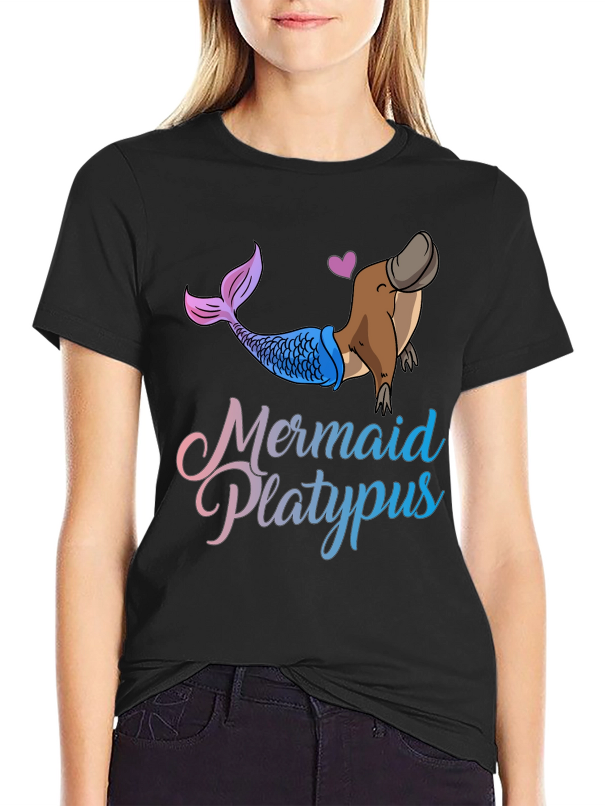 Mermaid Platypus Graphic T-Shirt