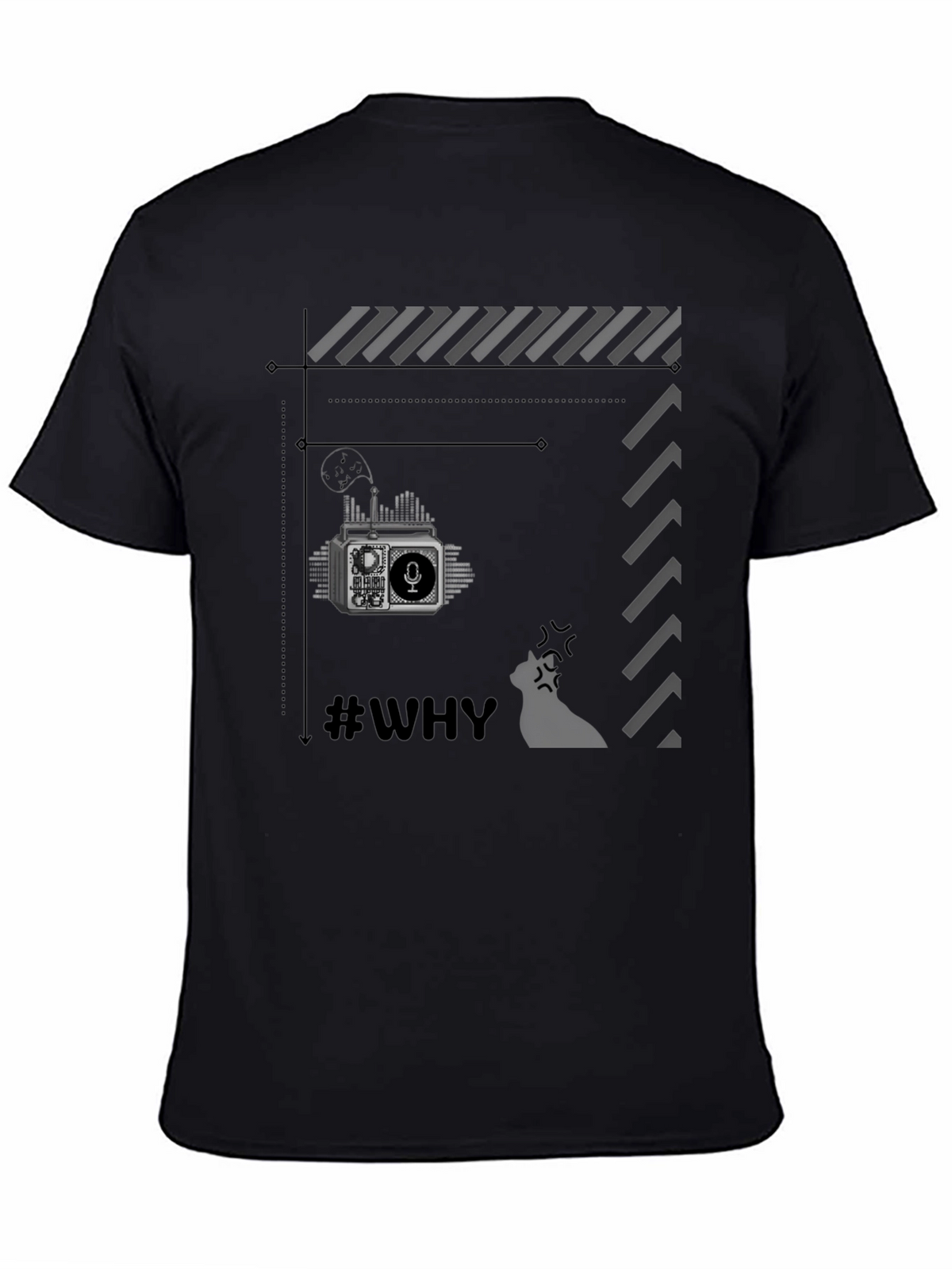 Retro Radio Black T-Shirt - Why?