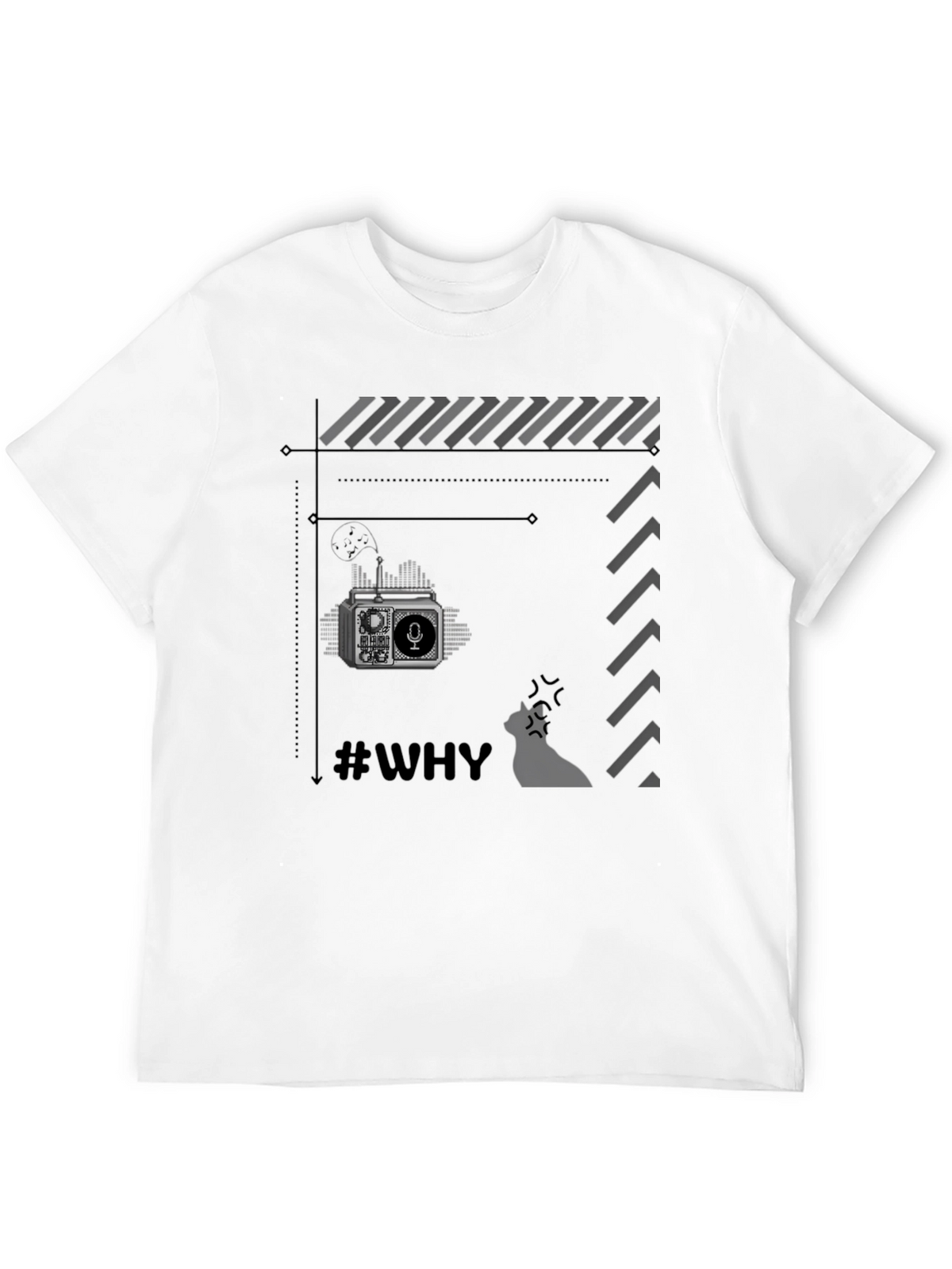 Retro Radio Black T-Shirt - Why?