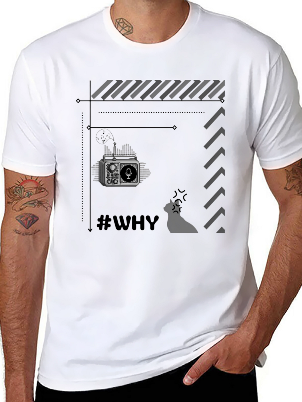 Retro Radio Black T-Shirt - Why?