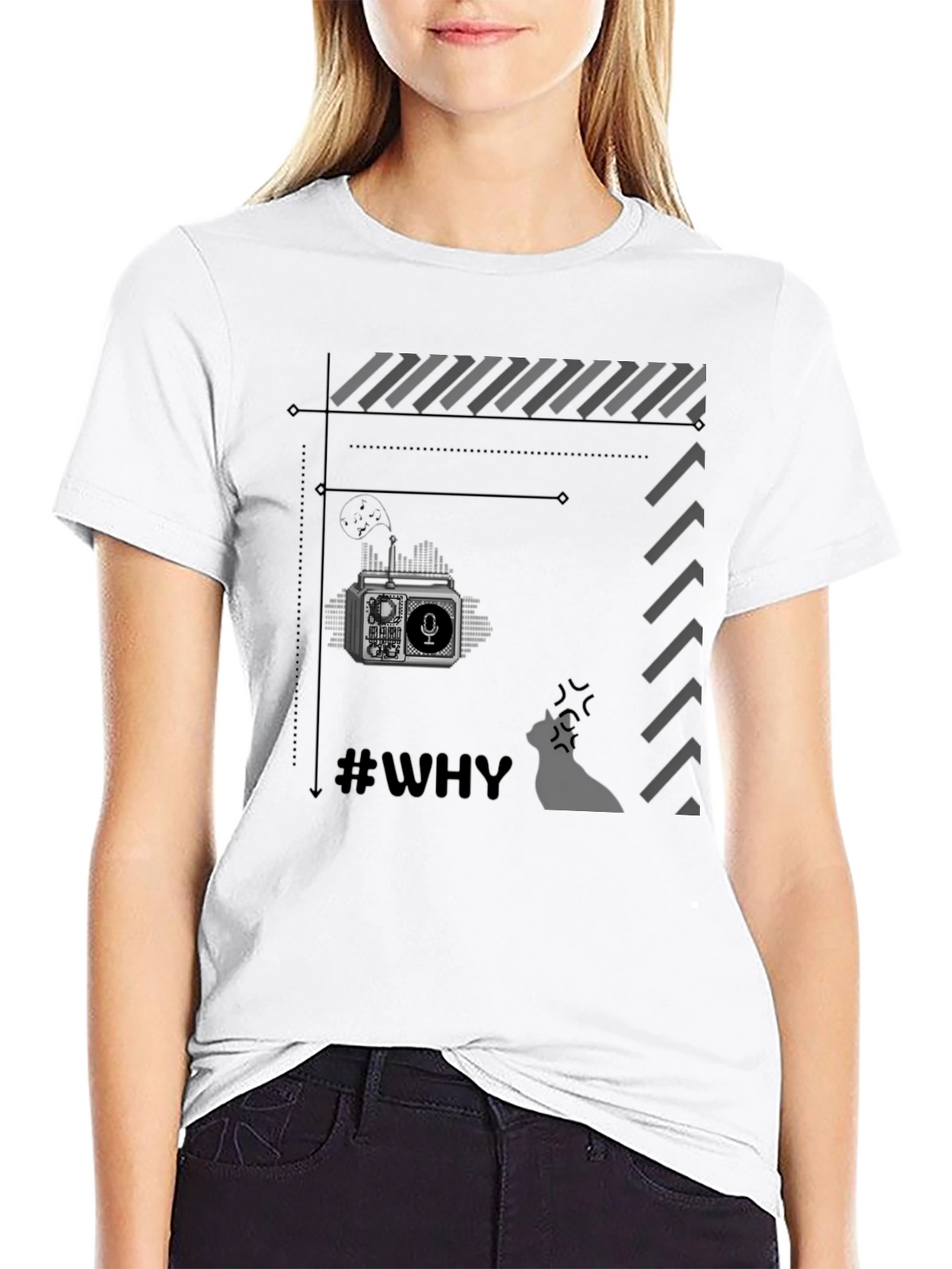 Retro Radio Black T-Shirt - Why?