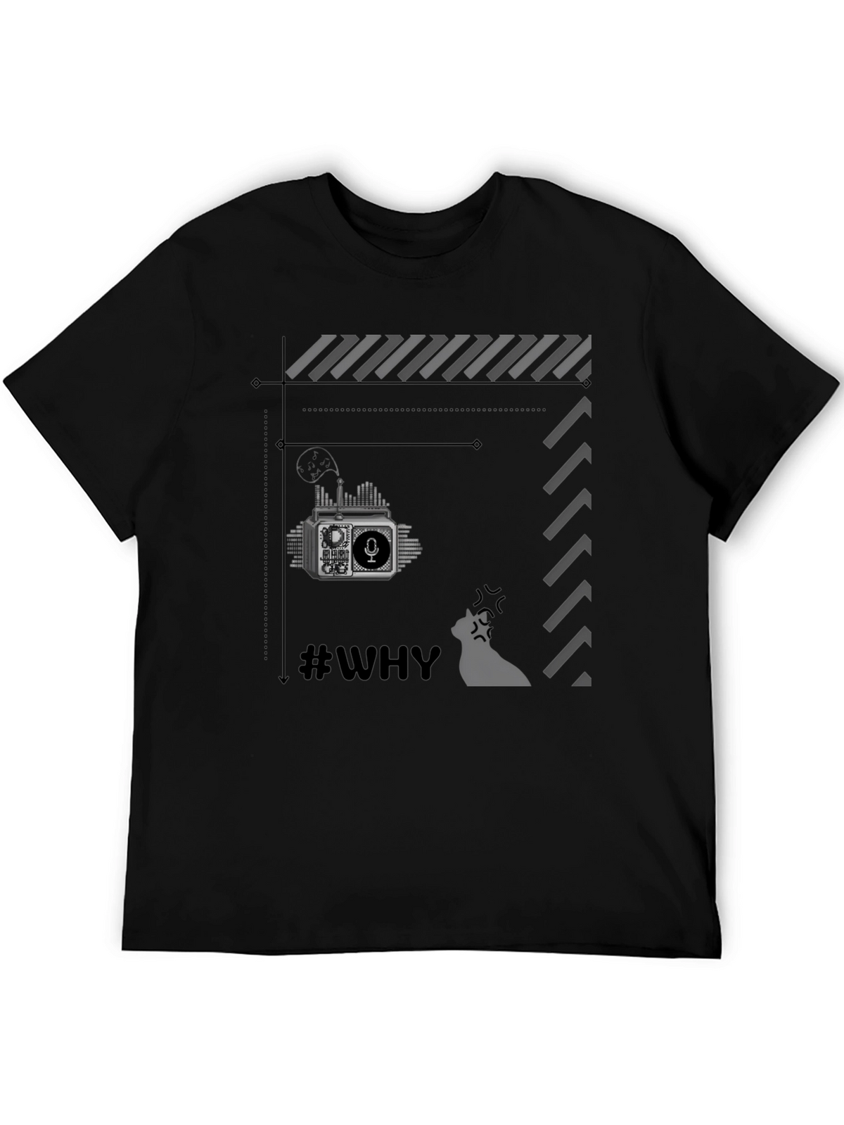 Retro Radio Black T-Shirt - Why?