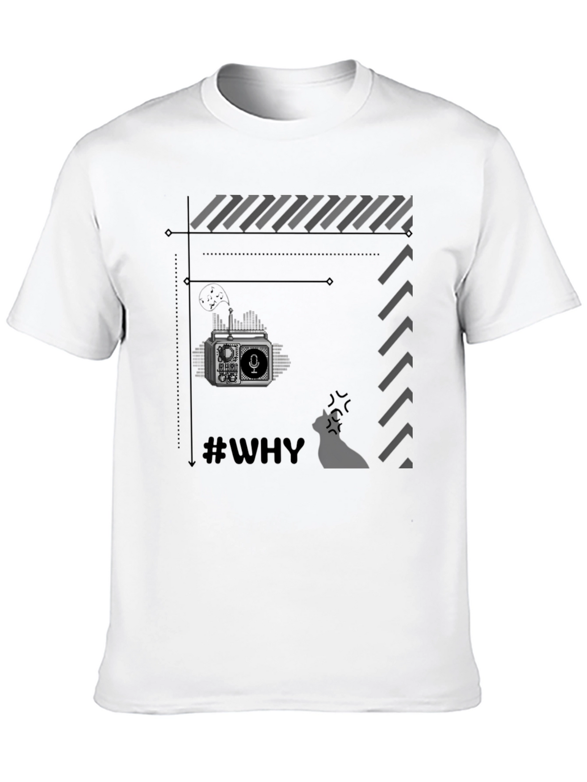 Retro Radio Black T-Shirt - Why?
