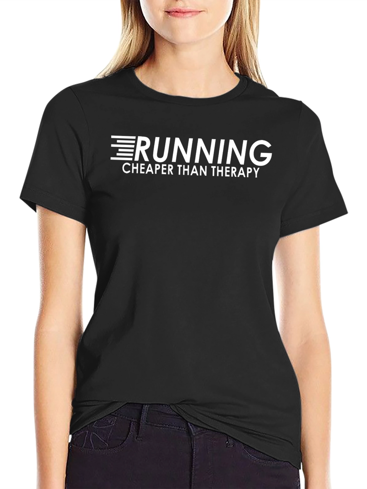 Running Cheaper Than Therapy Black T-Shirt
