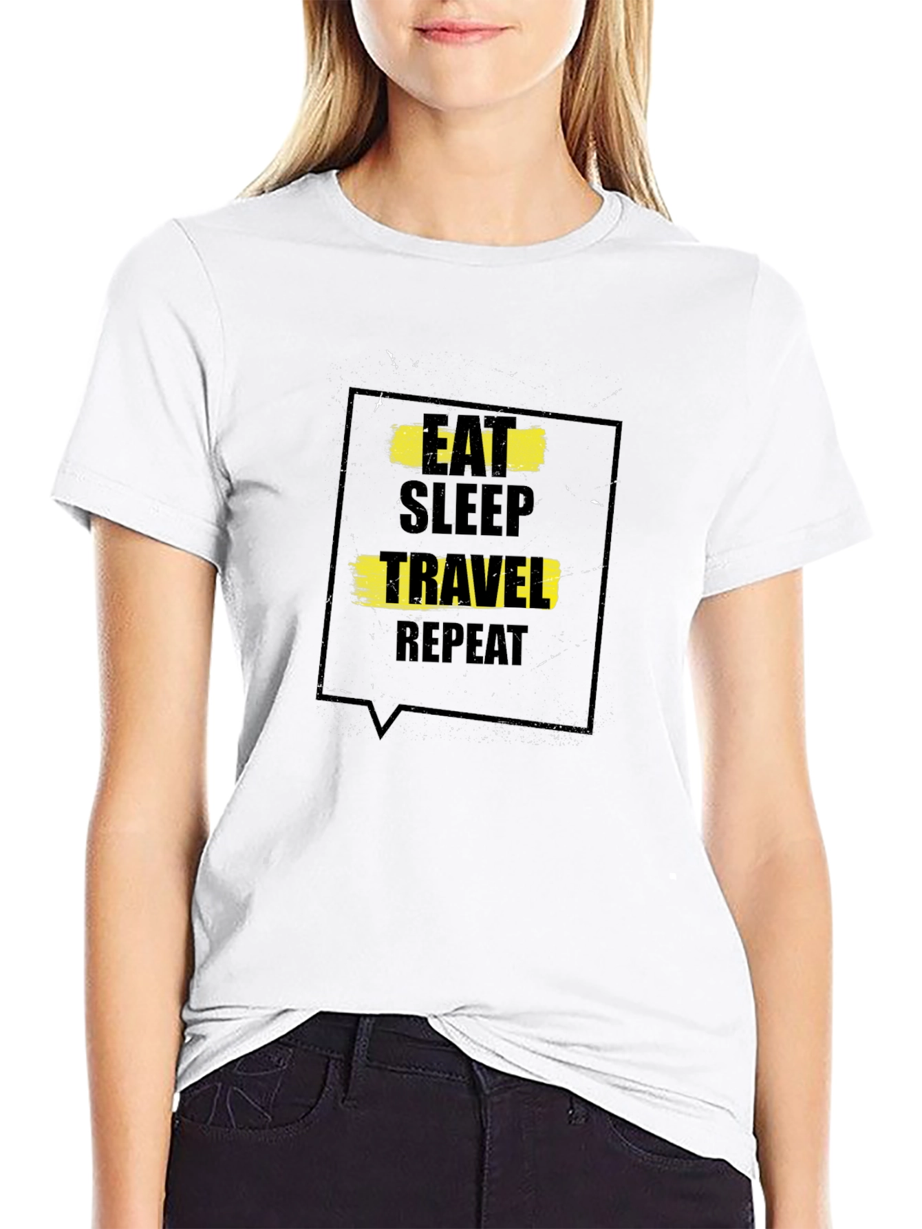 Eat Sleep Travel Repeat Black T-Shirt