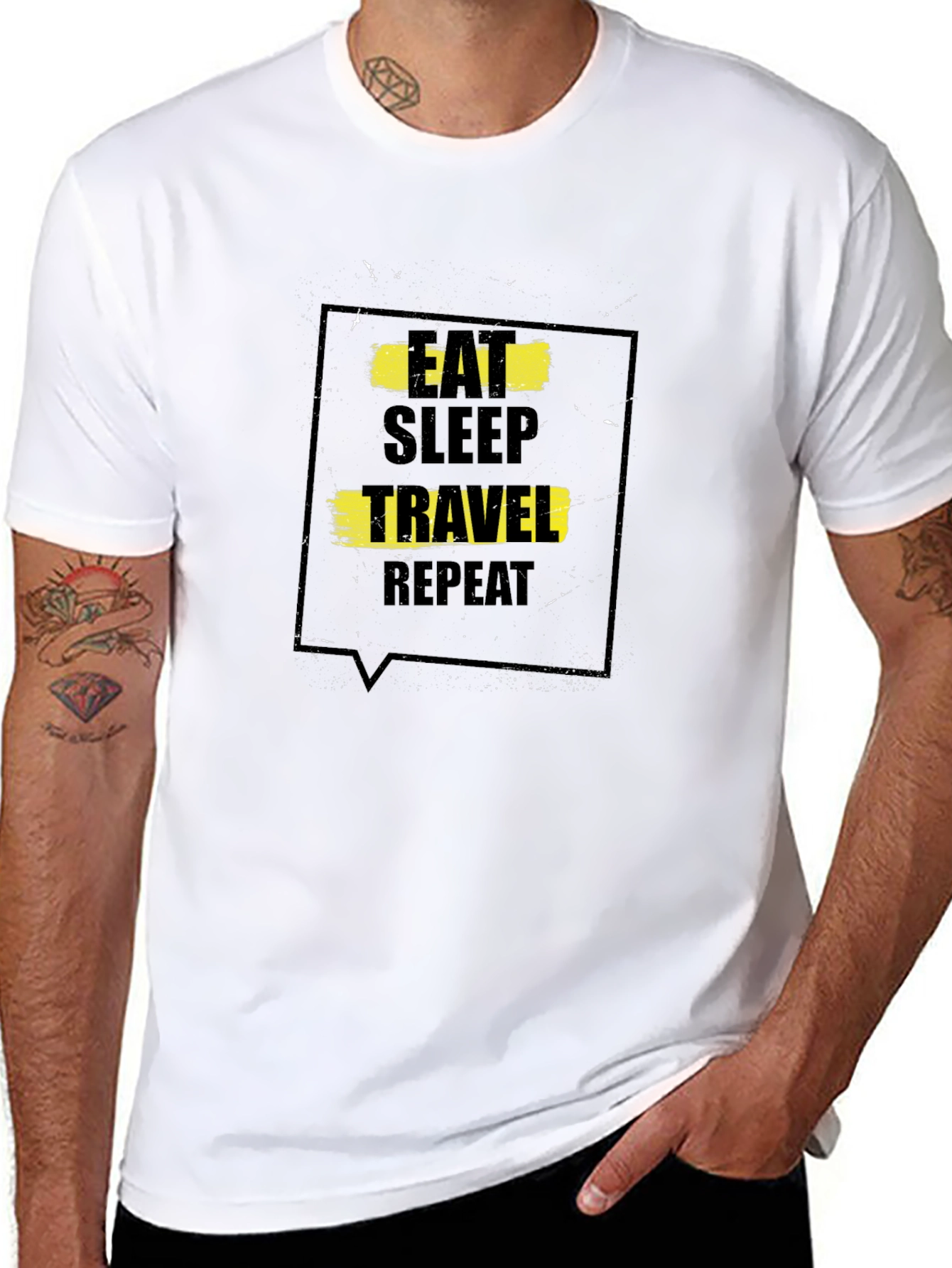 Eat Sleep Travel Repeat Black T-Shirt