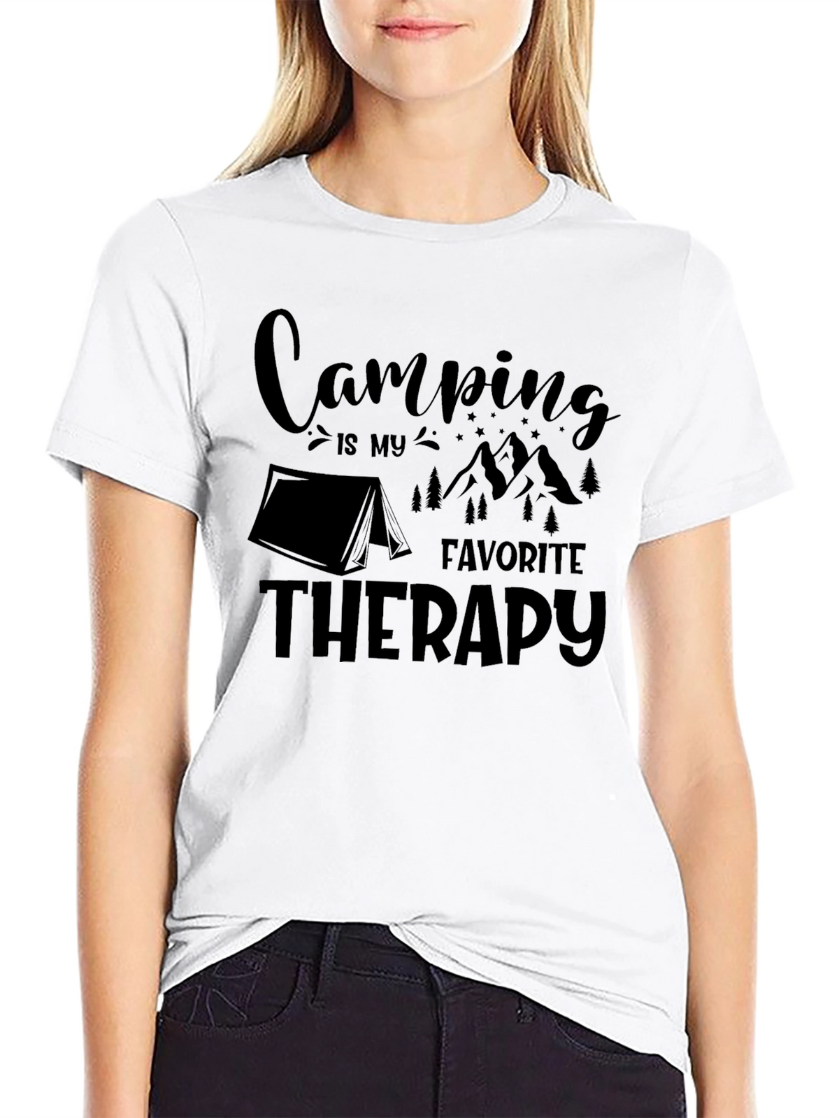 Camping Therapy Black T-Shirt
