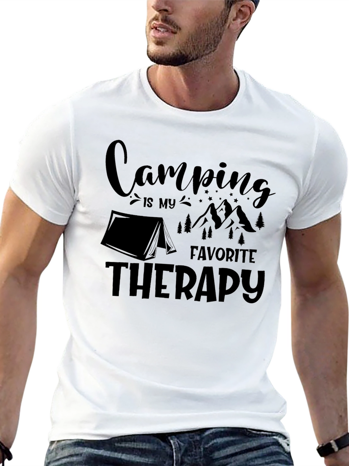 Camping Therapy Black T-Shirt