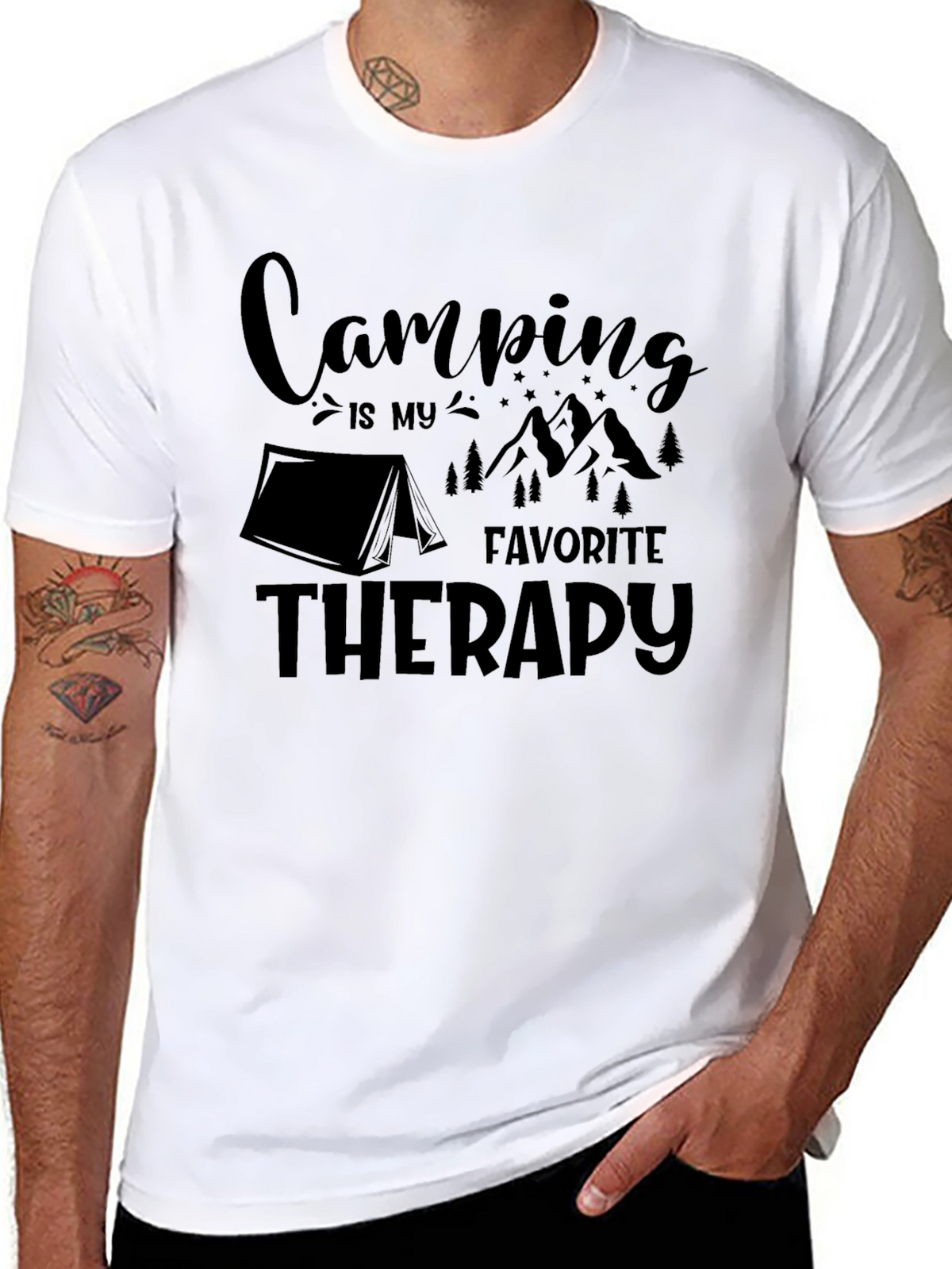 Camping Therapy Black T-Shirt