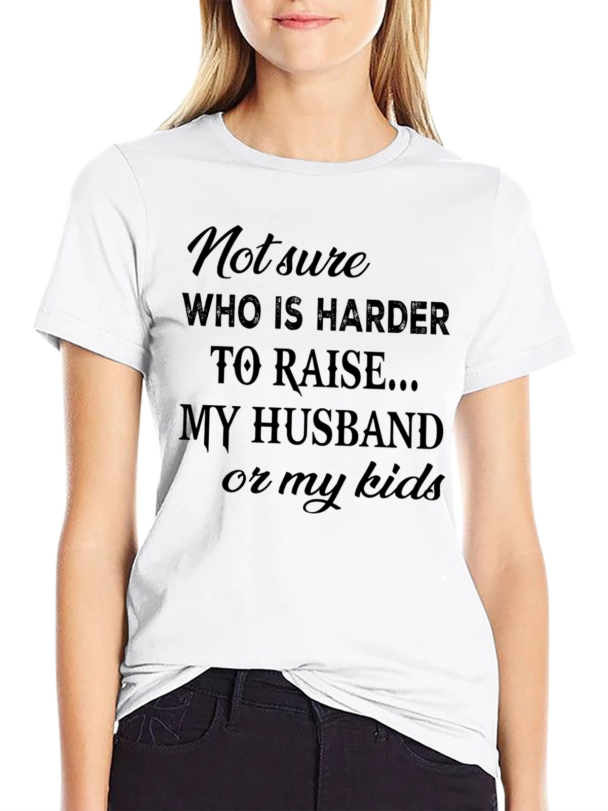 Funny Mom T-Shirt: Raising Husband vs Kids