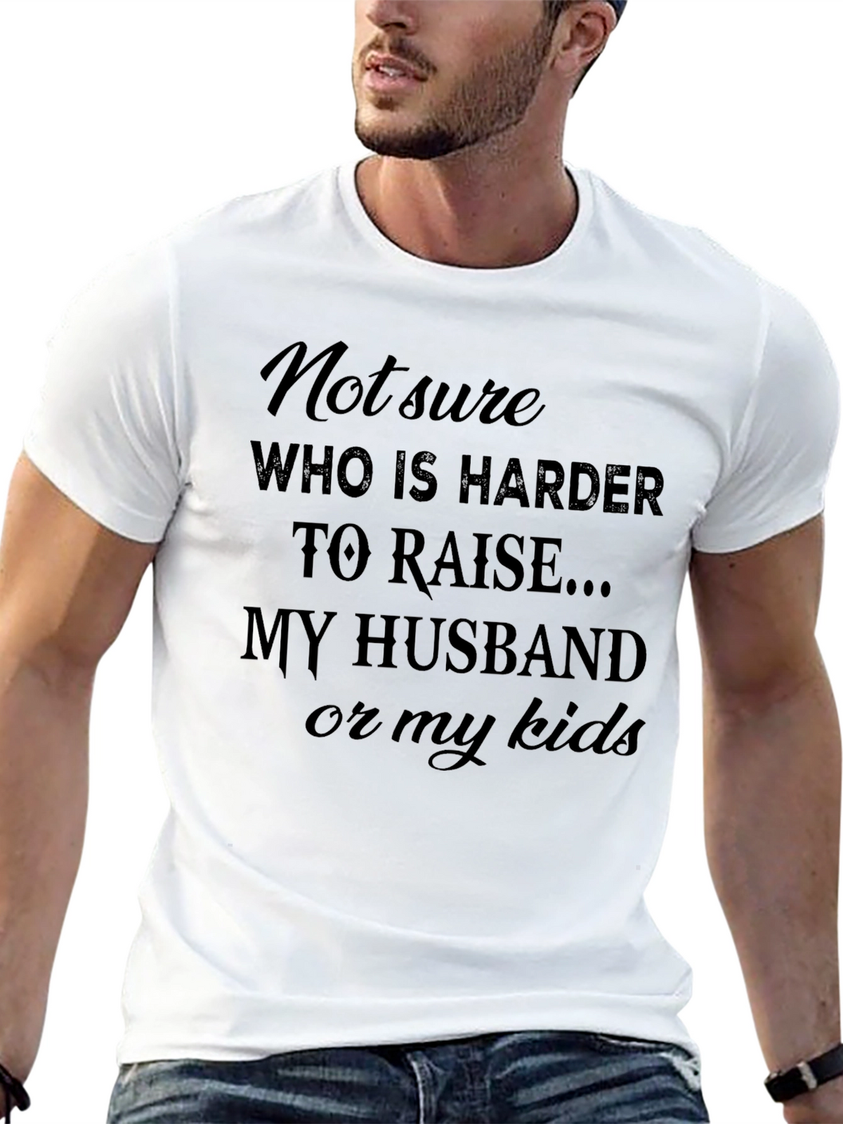 Funny Mom T-Shirt: Raising Husband vs Kids