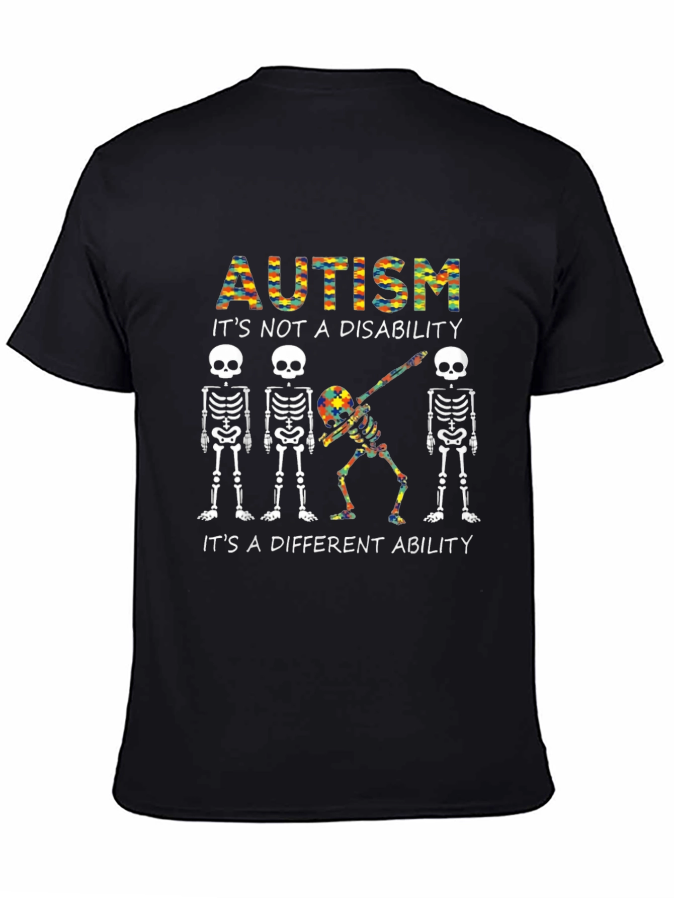 Autism Awareness T-Shirt Skeleton Dabbing Graphic Tee