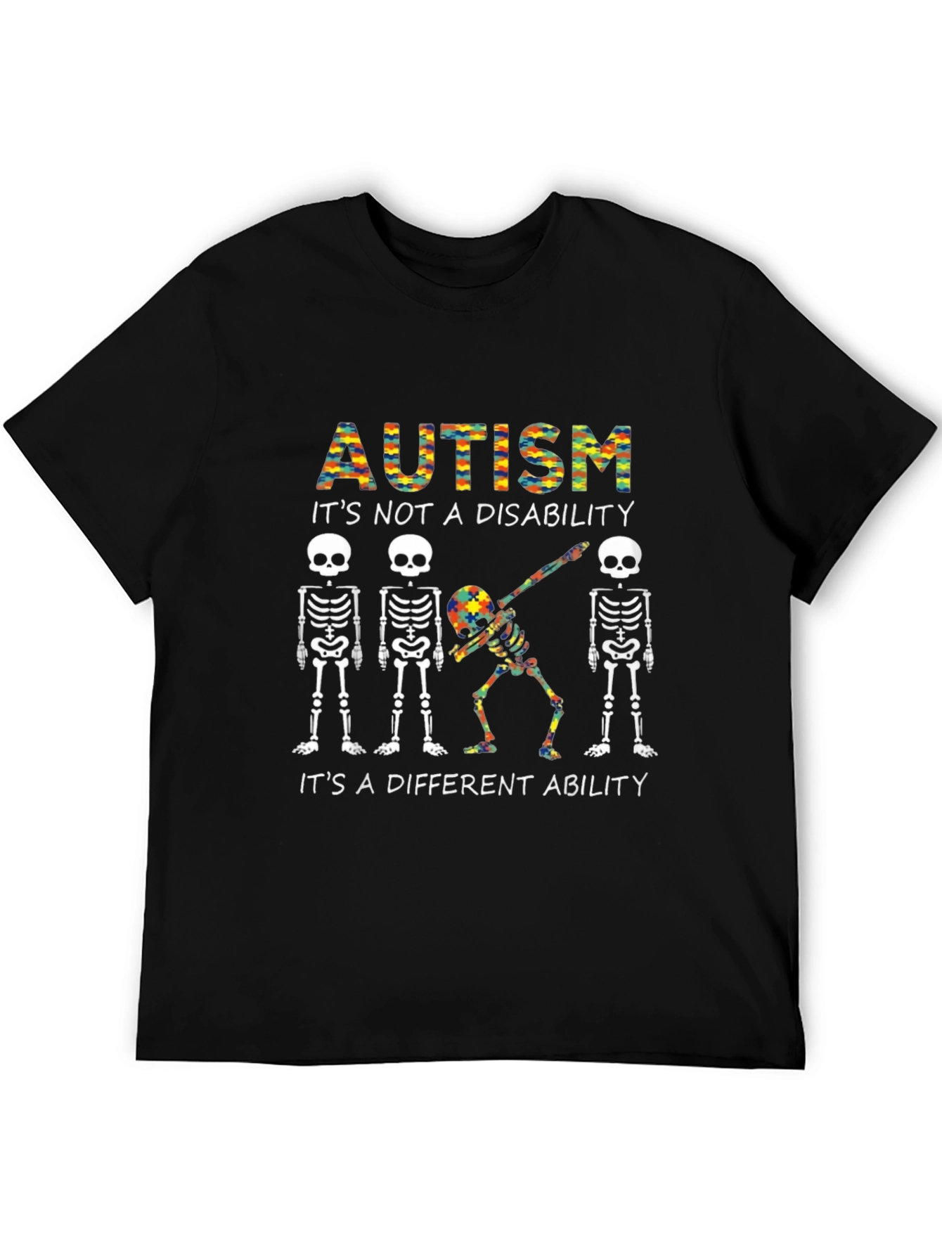 Autism Awareness T-Shirt Skeleton Dabbing Graphic Tee