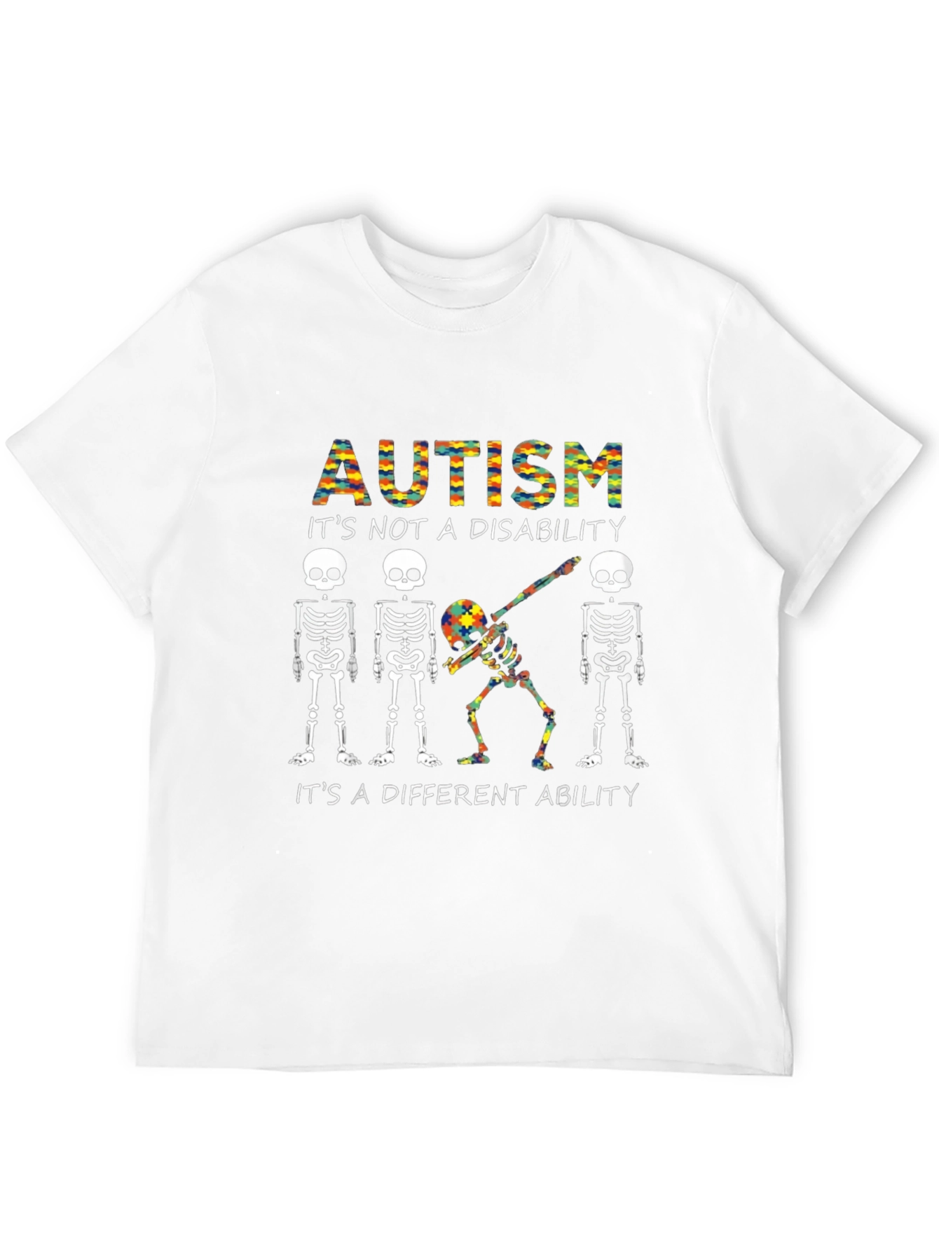 Autism Awareness T-Shirt Skeleton Dabbing Graphic Tee
