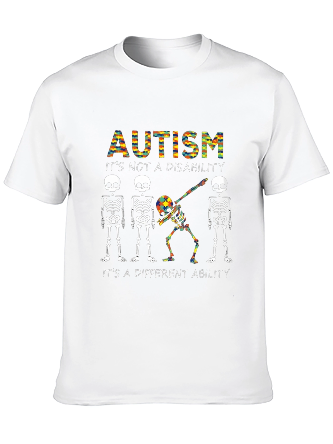 Autism Awareness T-Shirt Skeleton Dabbing Graphic Tee