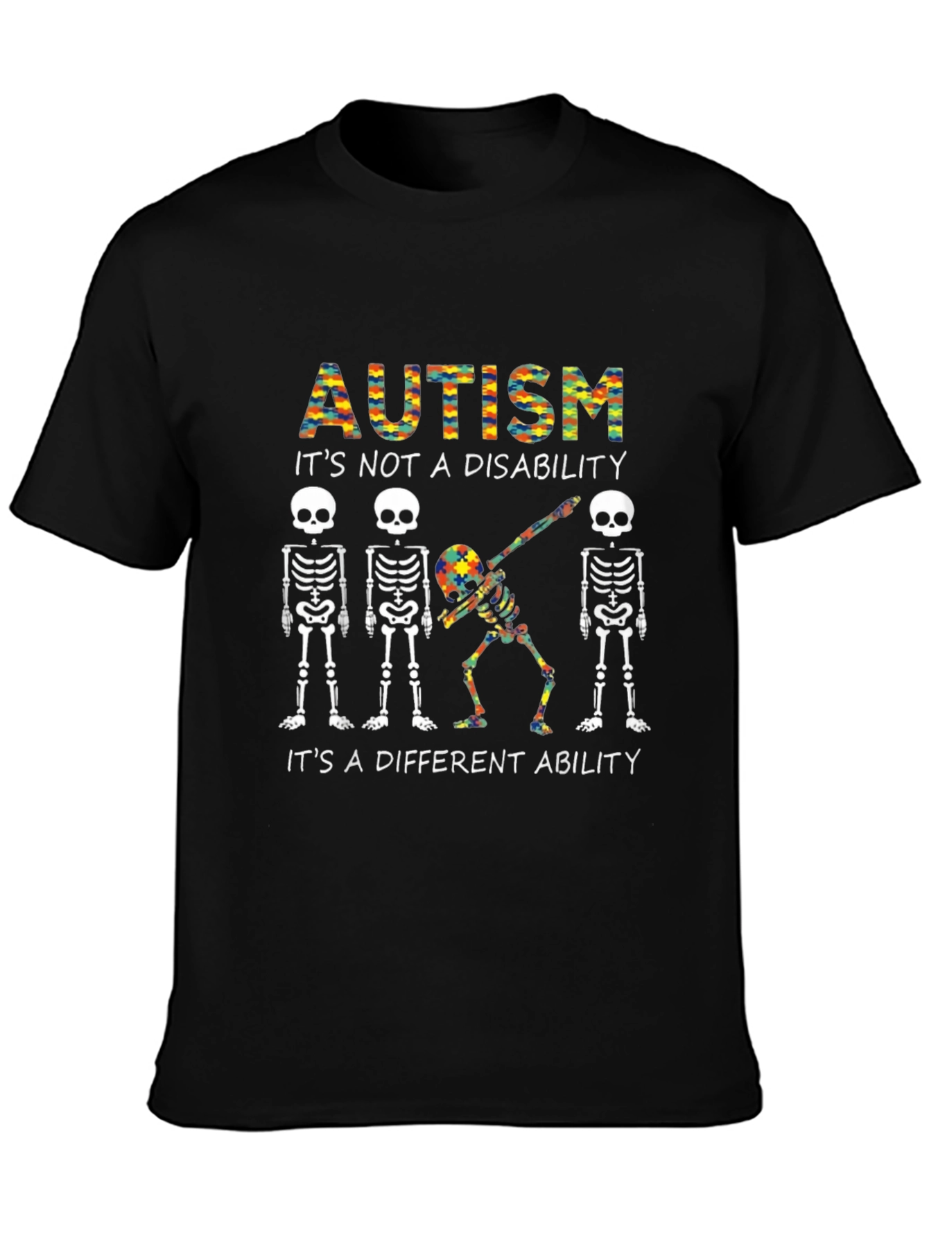 Autism Awareness T-Shirt Skeleton Dabbing Graphic Tee