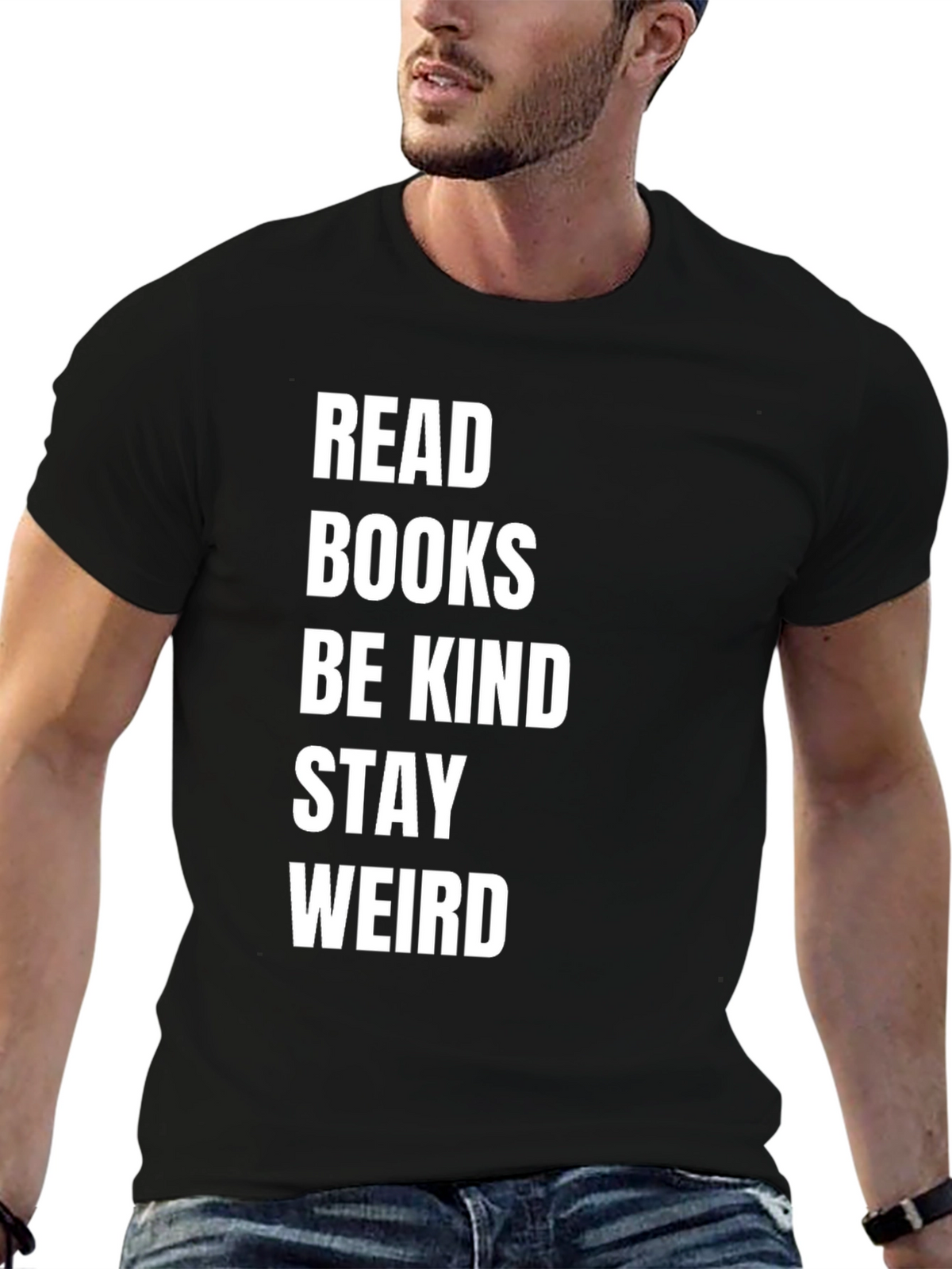 Read Books Be Kind Stay Weird Black T-Shirt