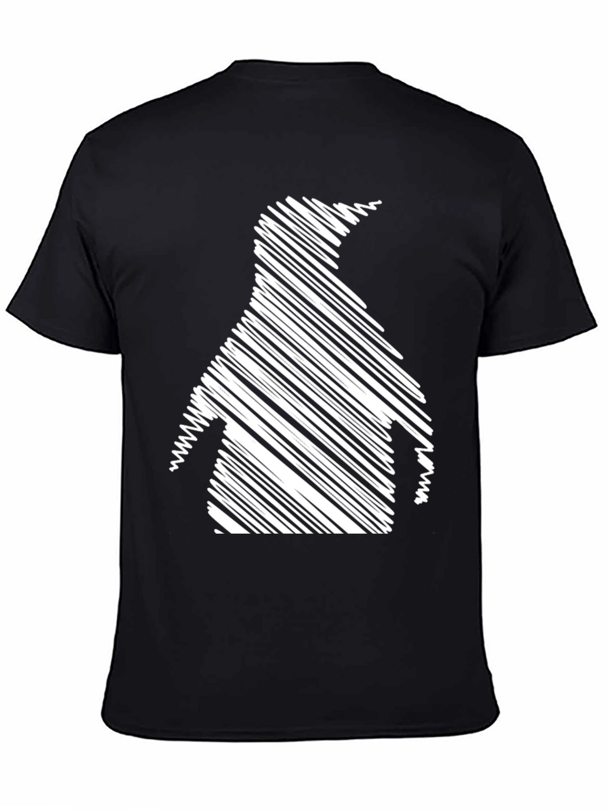 Penguin Scribble Graphic Black T-Shirt