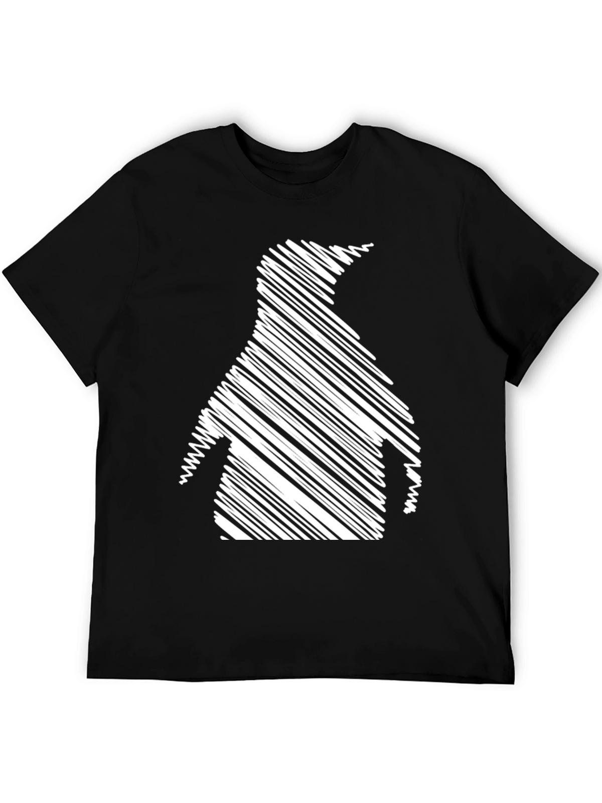 Penguin Scribble Graphic Black T-Shirt