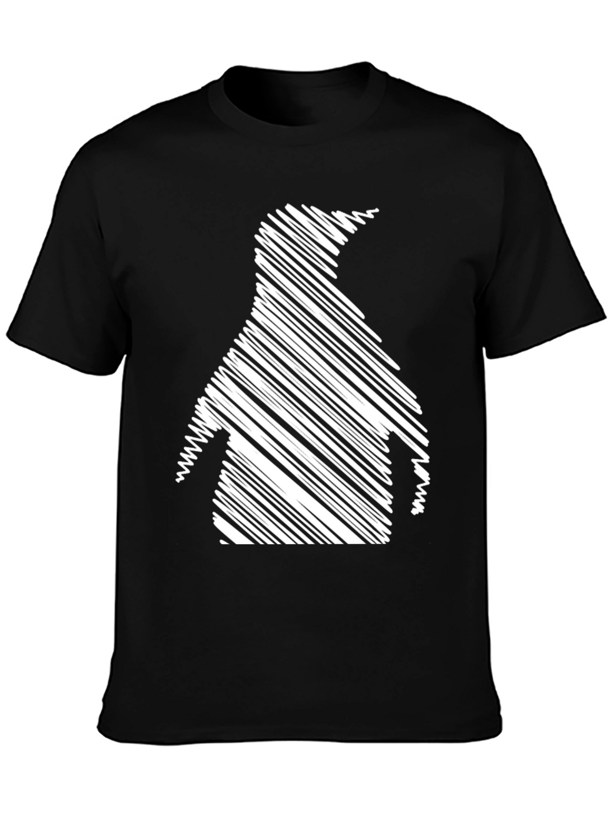 Penguin Scribble Graphic Black T-Shirt