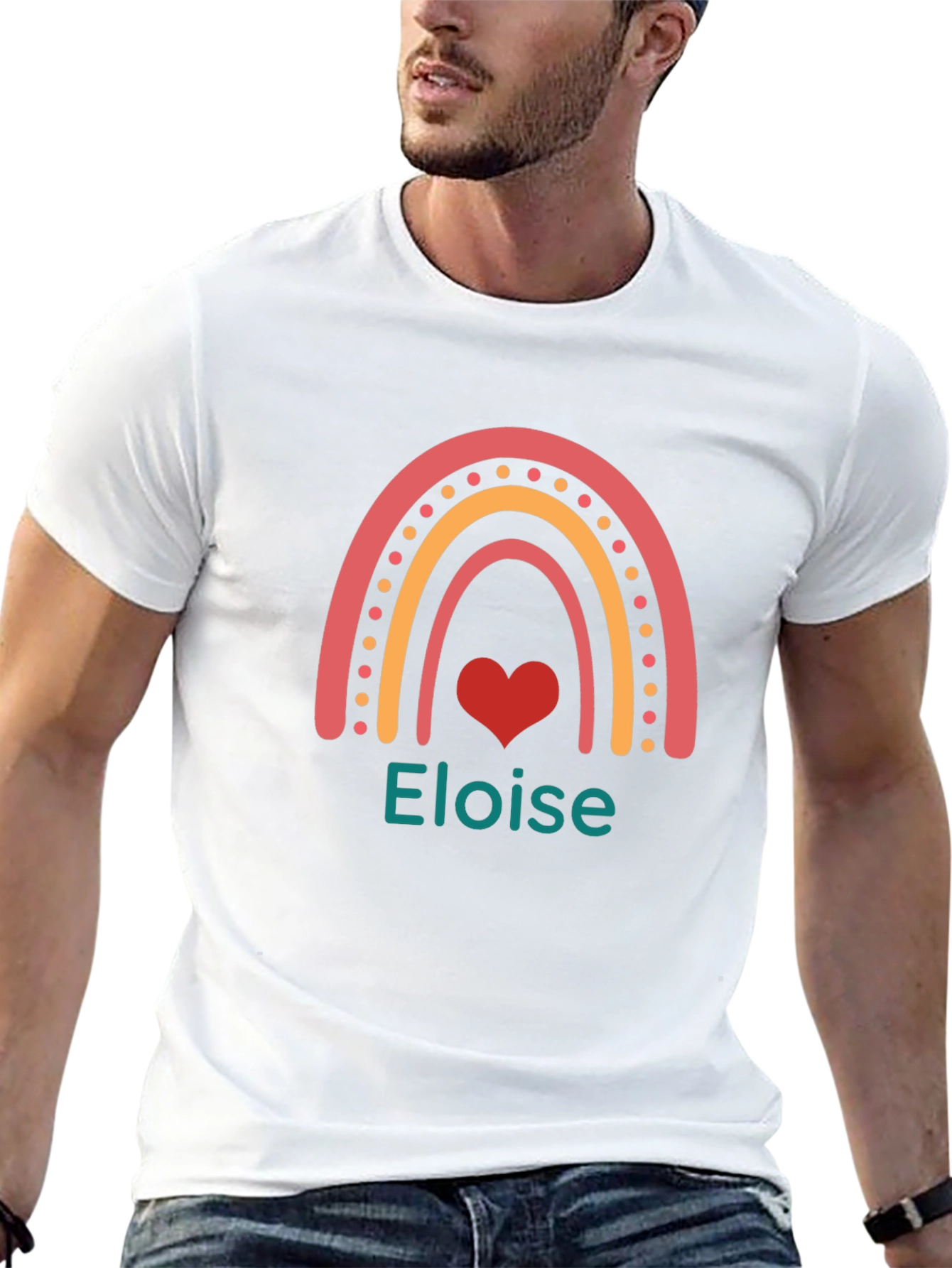 Eloise Rainbow Heart Personalized Black T-shirt
