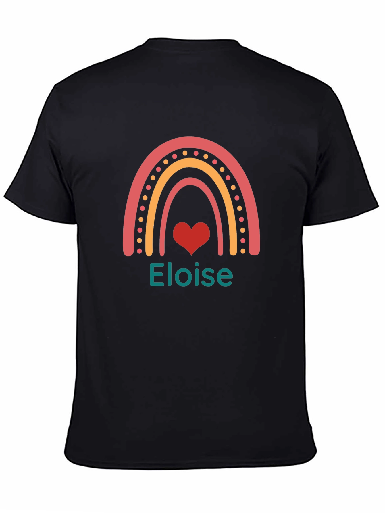 Eloise Rainbow Heart Personalized Black T-shirt