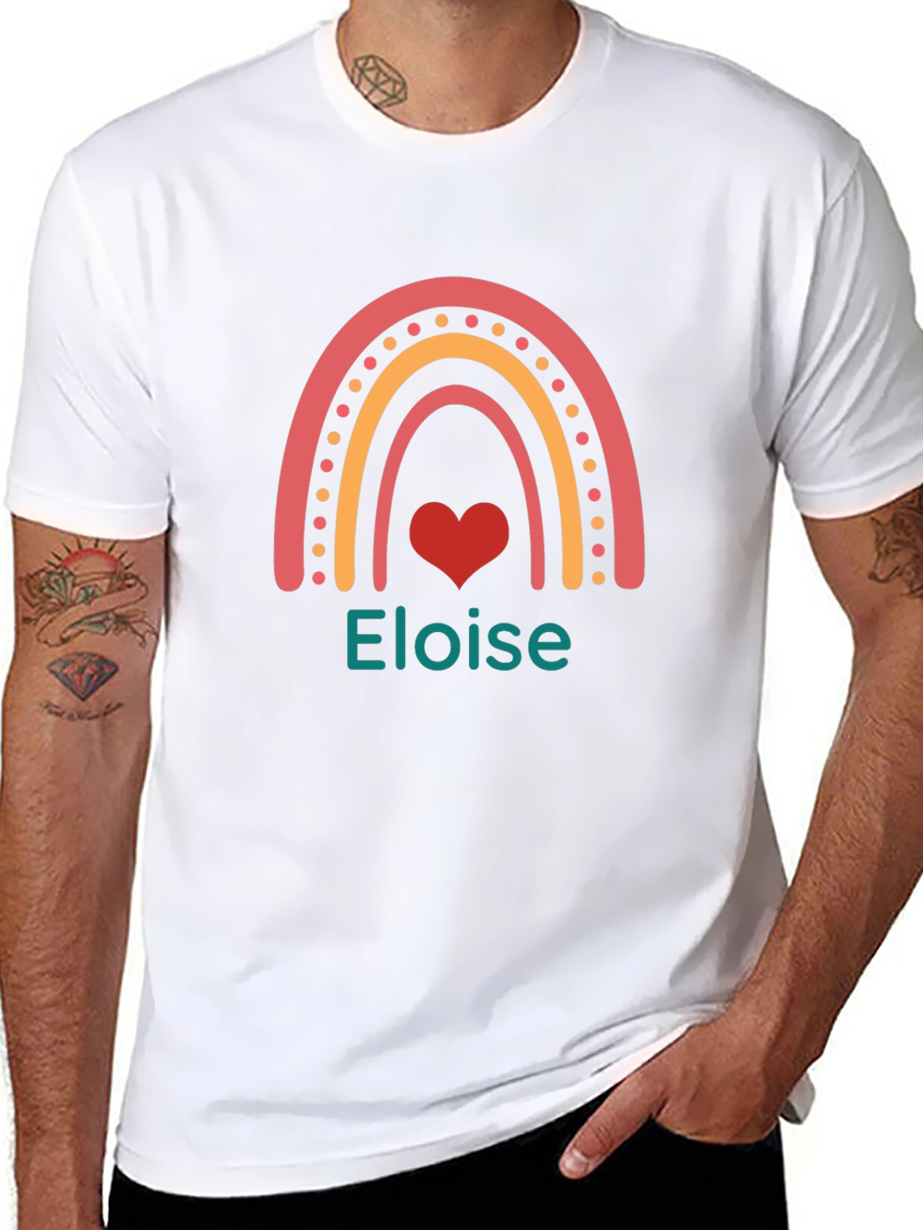 Eloise Rainbow Heart Personalized Black T-shirt