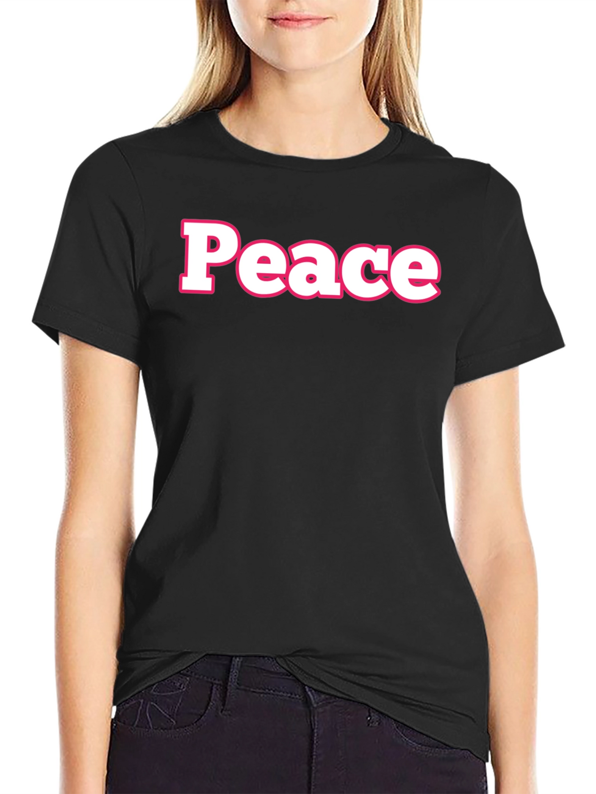 Peace Graphic Tee - Black Casual T-Shirt