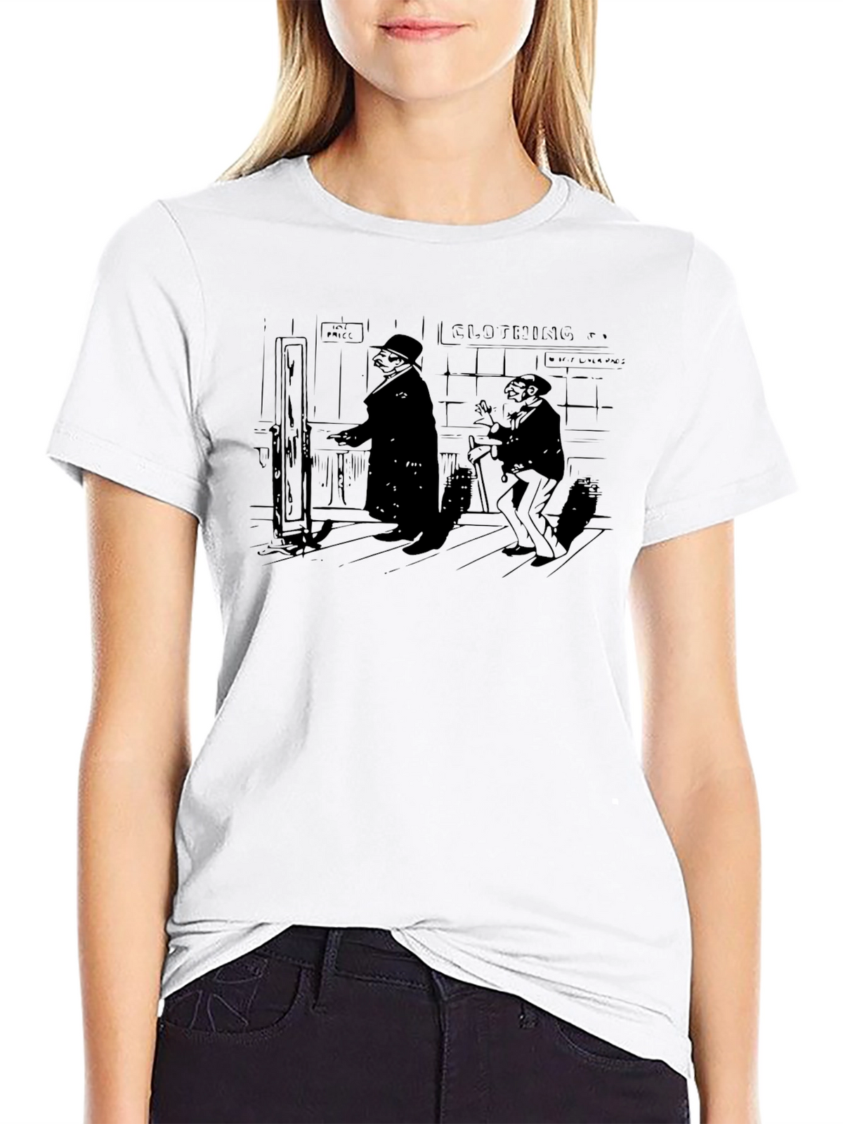 Mens Black Cartoon Graphic T-Shirt