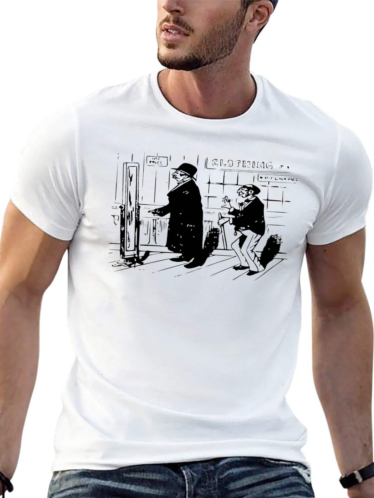 Mens Black Cartoon Graphic T-Shirt