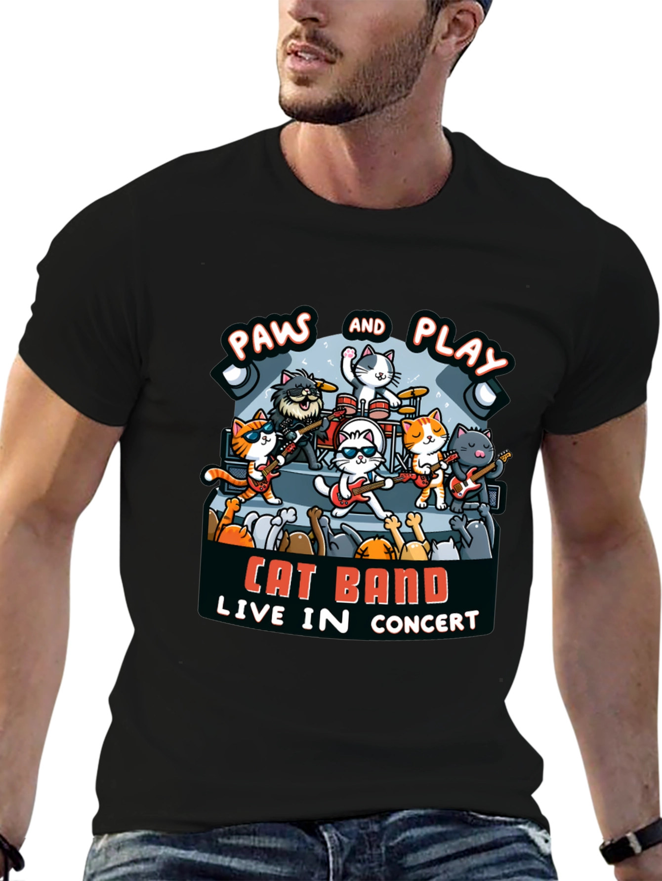 Cat Band Live In Concert Black T-Shirt