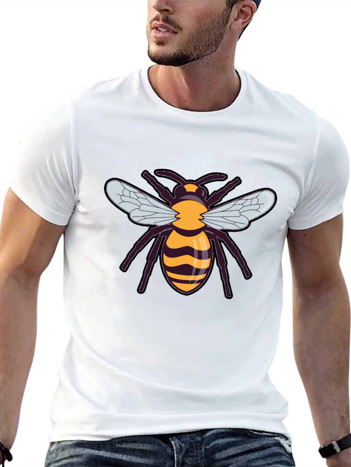 Bee Graphic T-Shirt - Black Cotton Tee
