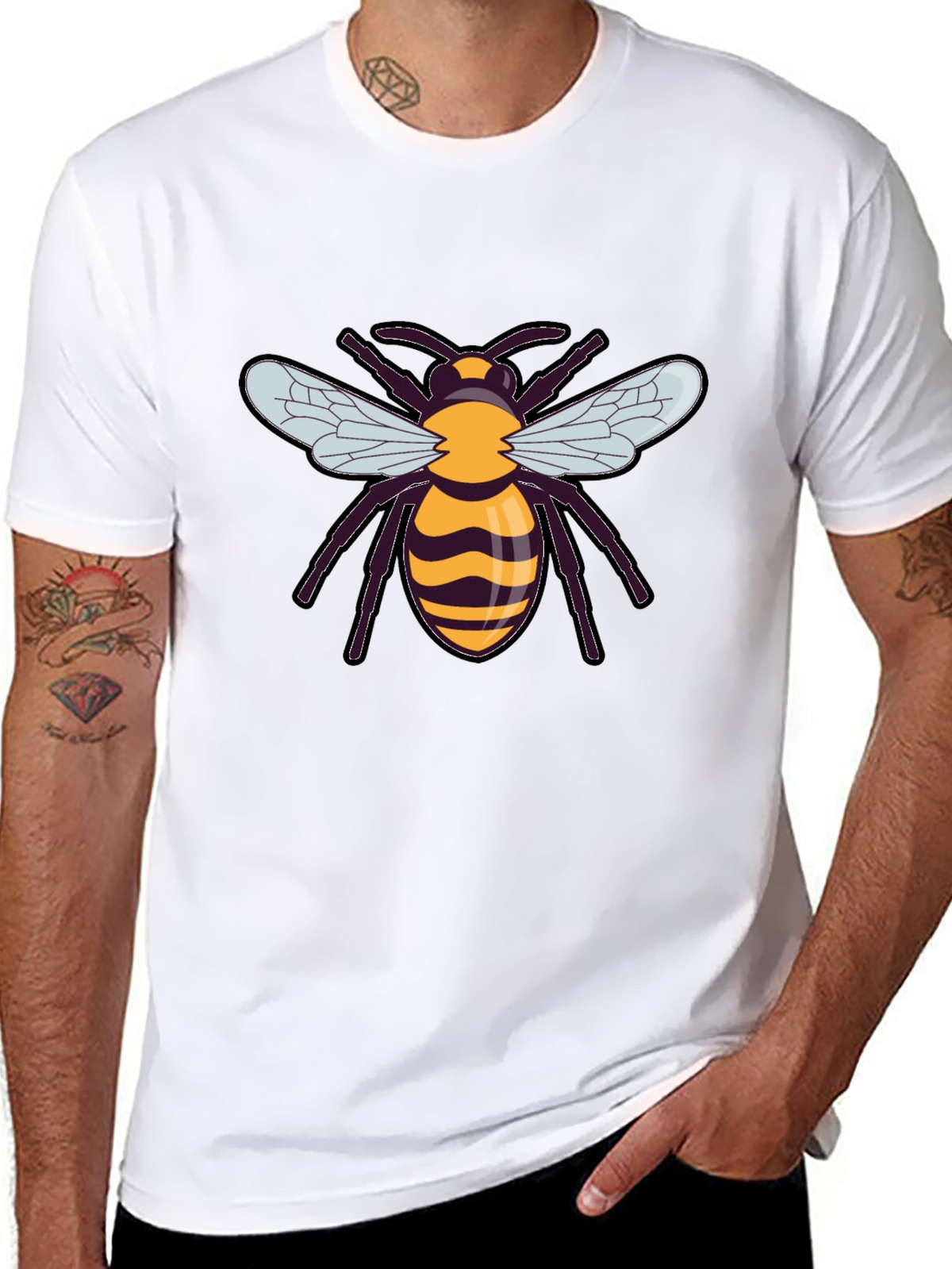 Bee Graphic T-Shirt - Black Cotton Tee