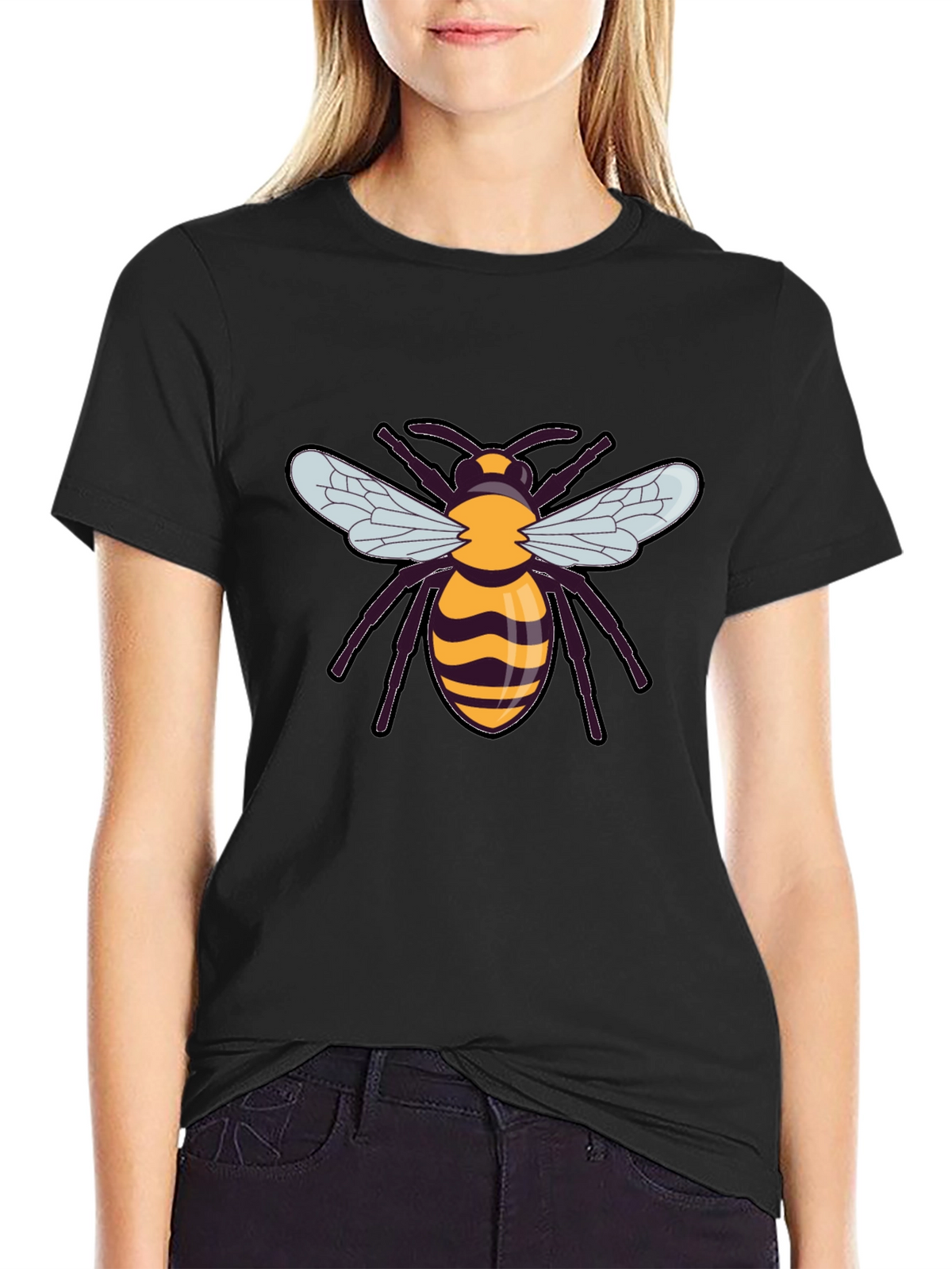 Bee Graphic T-Shirt - Black Cotton Tee