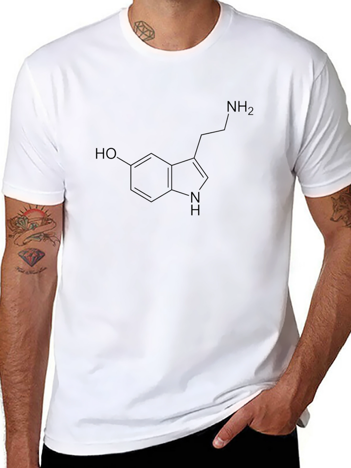 Serotonin Molecule T-Shirt - Black