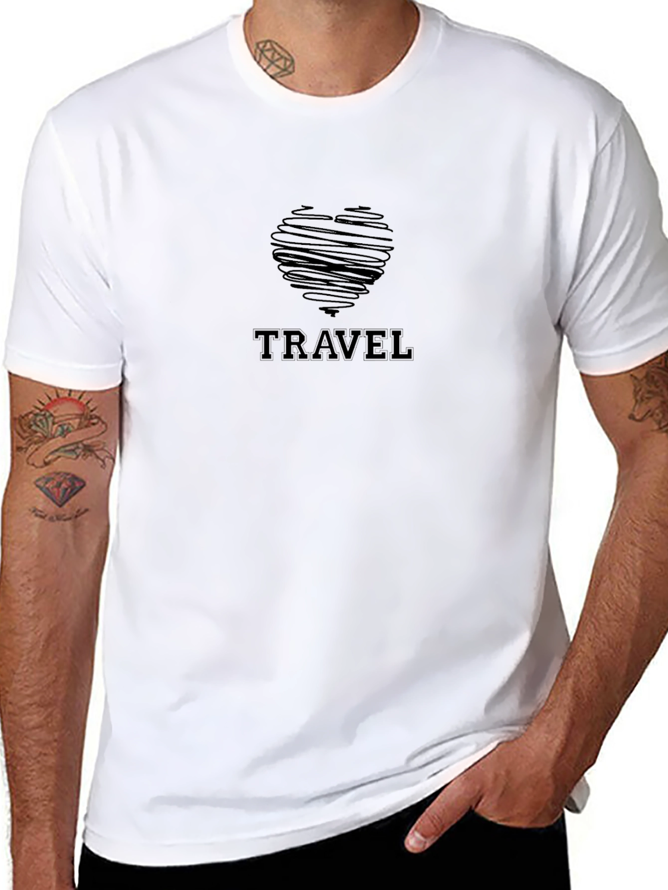 Travel Heart Graphic Tee - Black Unisex T-Shirt