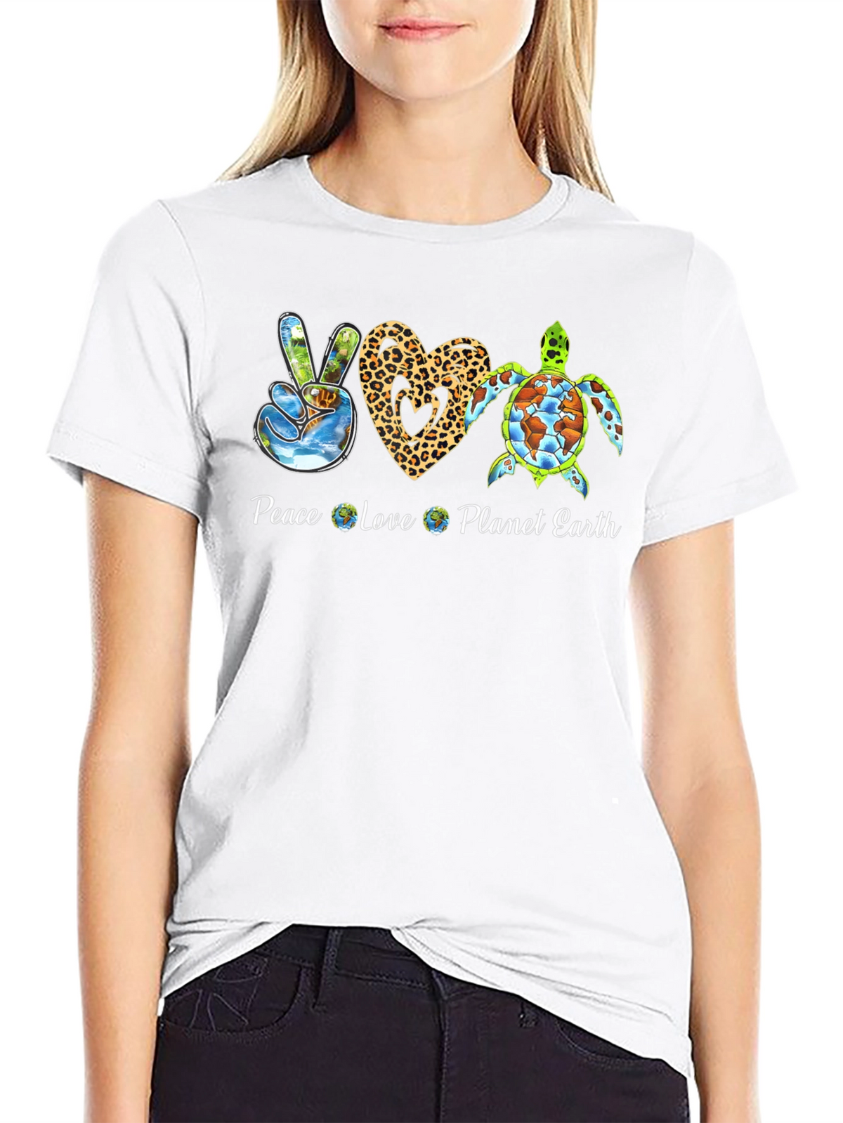 Peace Love Planet Earth Graphic Tee