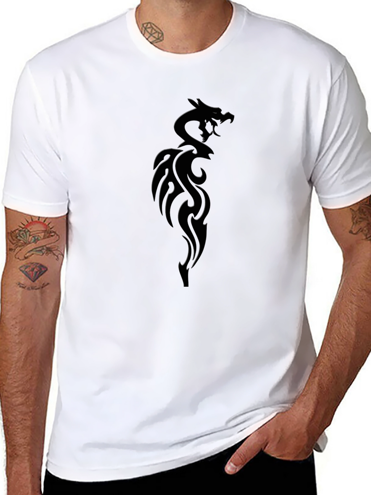 Mens Black Dragon Graphic T-Shirt