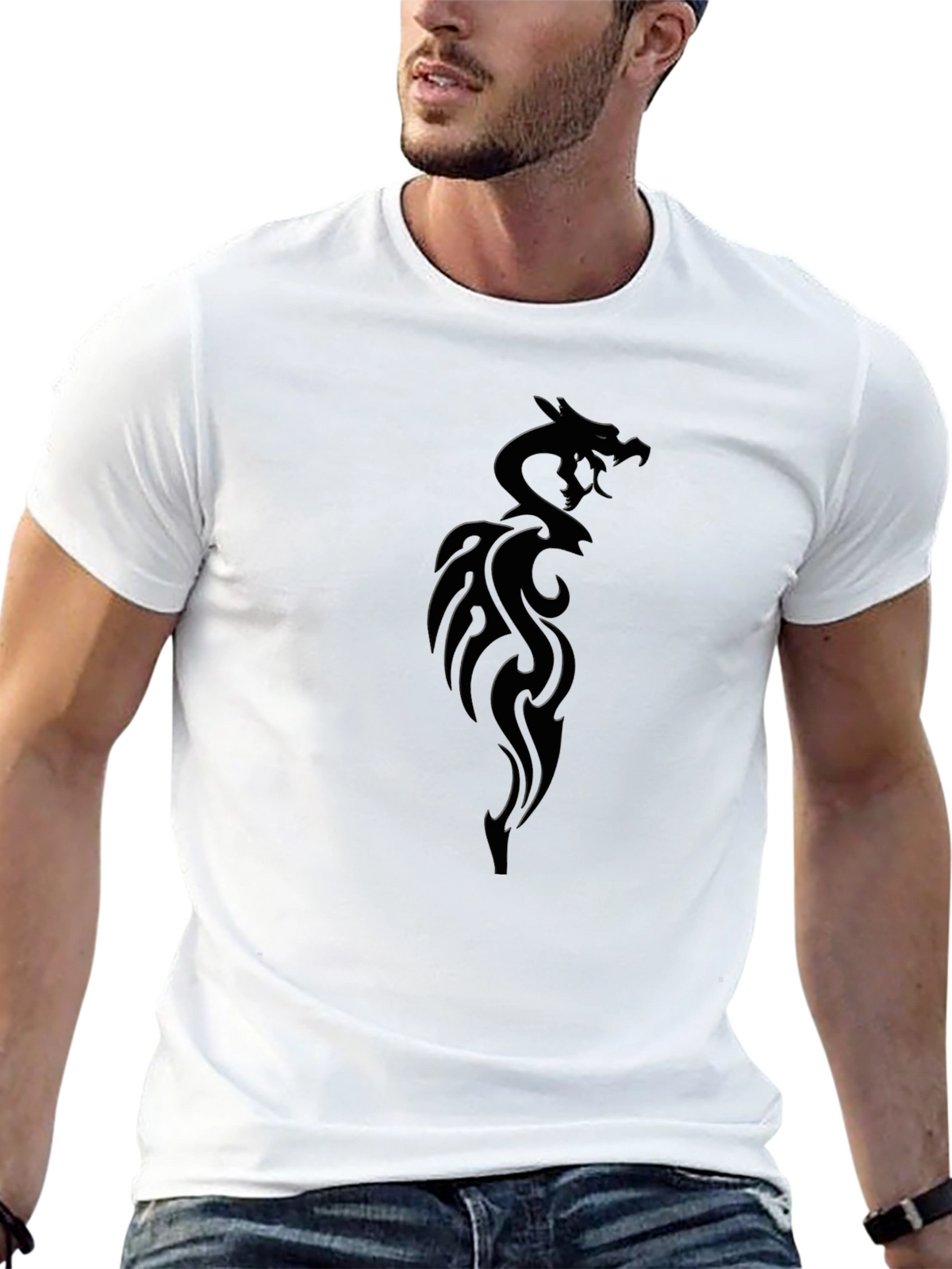 Mens Black Dragon Graphic T-Shirt