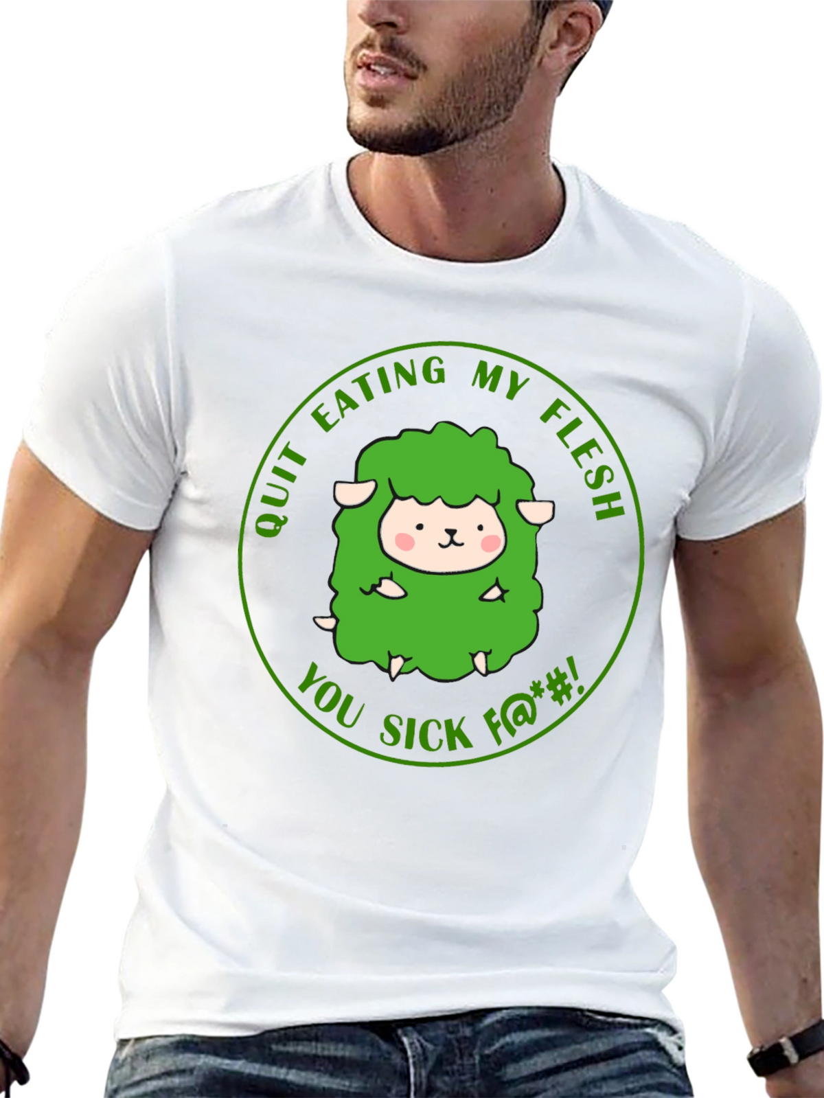 Vegetarian Black T-Shirt - Save the Sheep